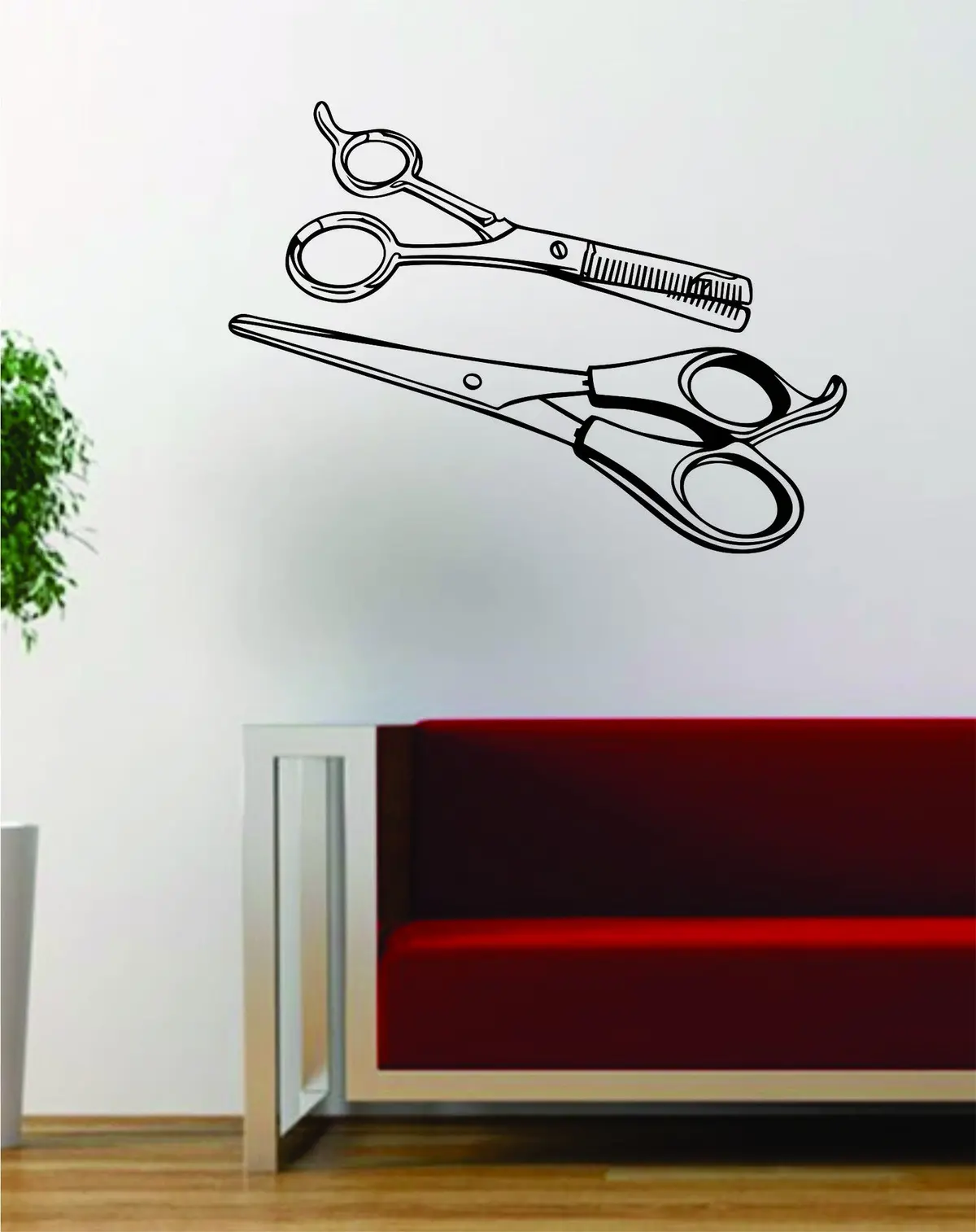 Two Scissors Design Barbershop Barber Hair Beauty Salon Decal Sticker Wall Vinyl Art Decor Travel 1