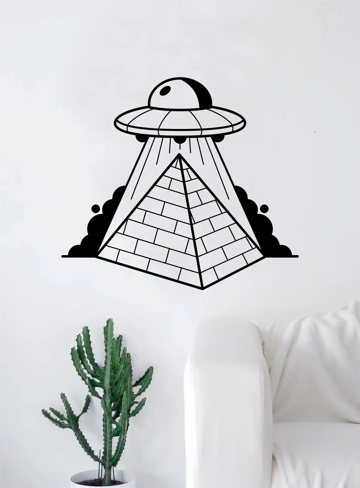 Ufo Abducting Pyramids Decal Sticker Wall Vinyl Art Home Decor Space Aliens Martians Funny 1