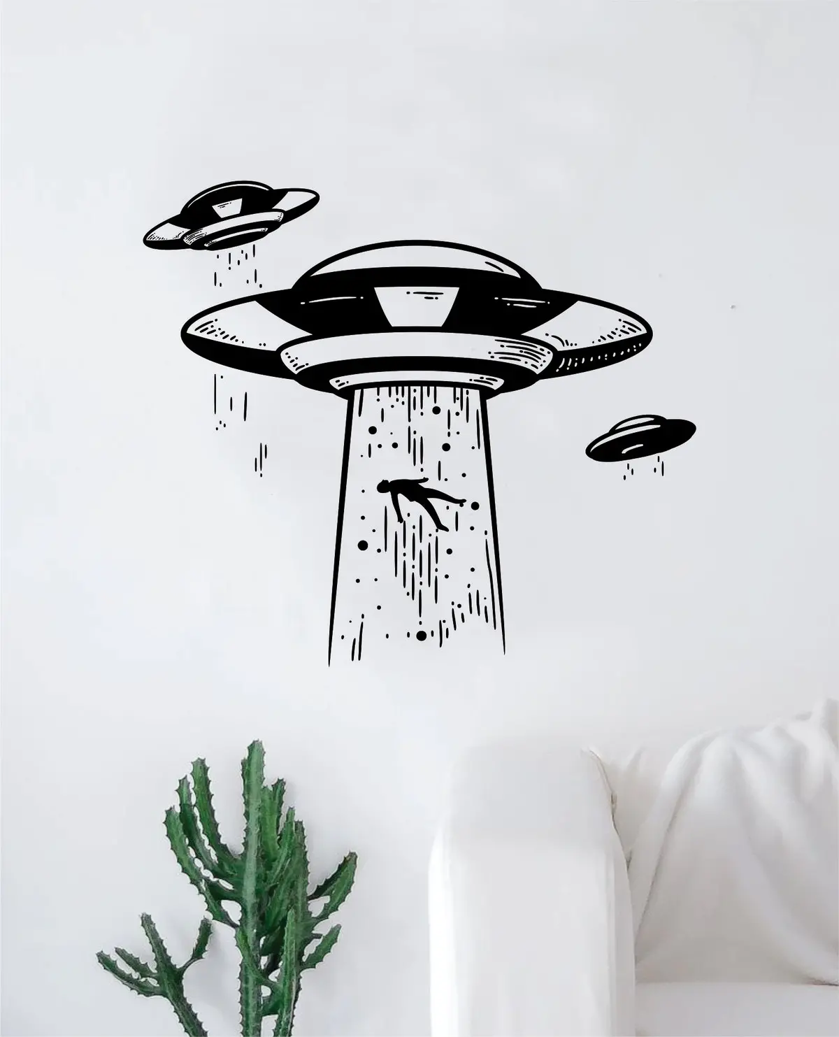 Ufo Abduction V3 Decal Sticker Wall Vinyl Art Home Decor Space Aliens Martians Funny Mars Teen Kids 1