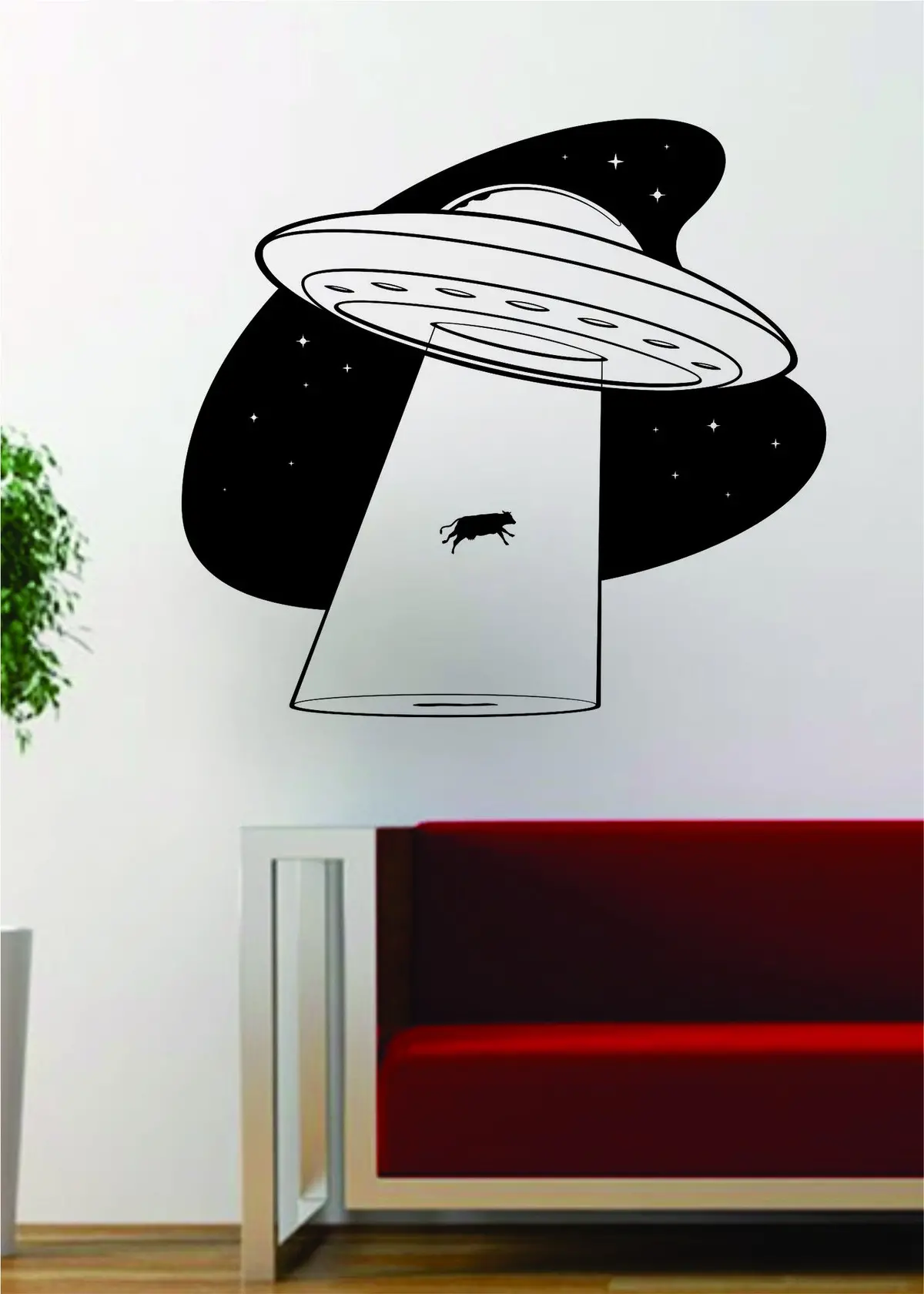 Ufo Cow Abduction Alien Design Outer Space Decal Sticker Wall Vinyl Art Home Room Decor 1