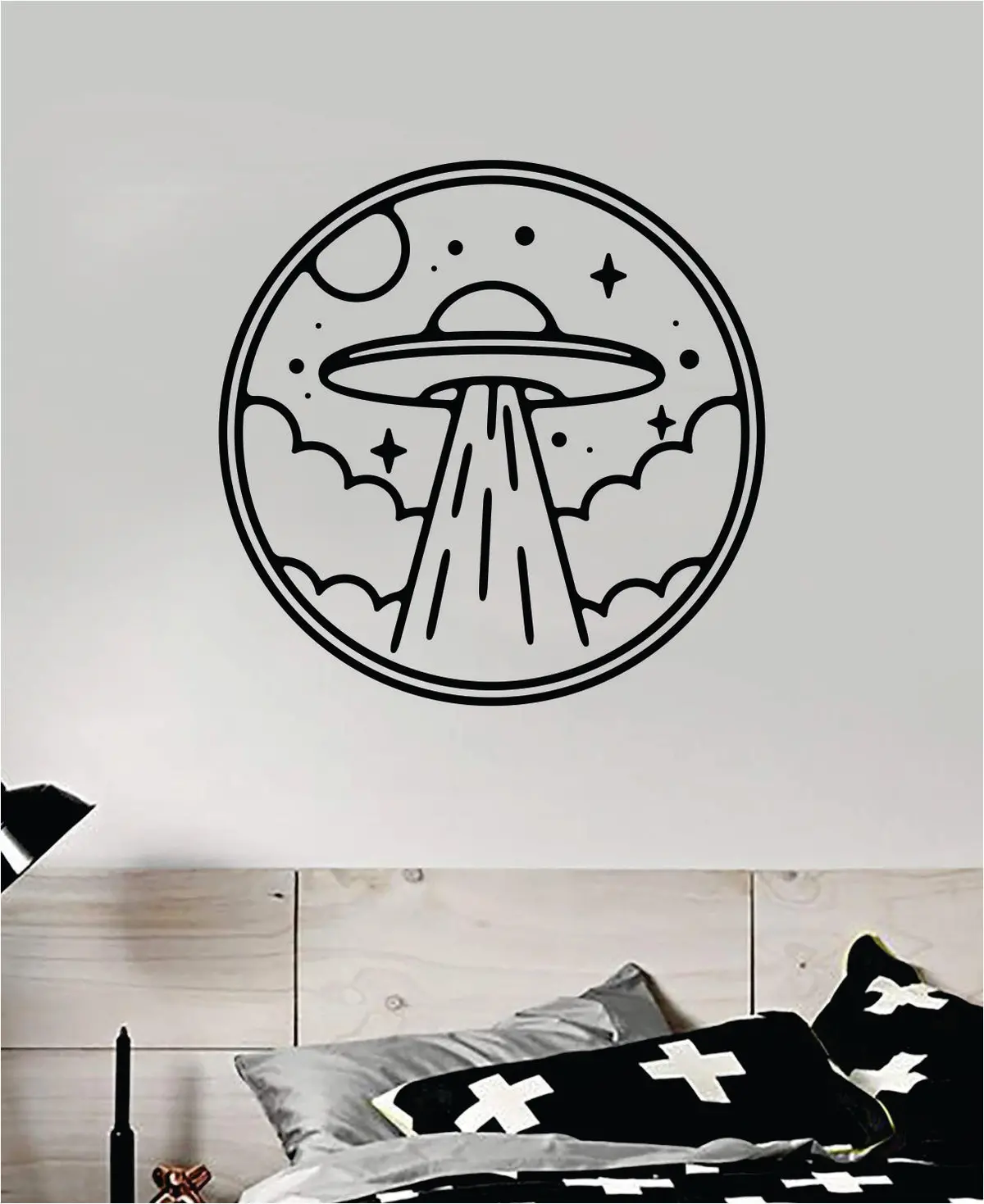 Ufo Circle Alien Abduction Wall Decal Sticker Vinyl Art Home Decor Space Funny Teen Kids Area 51 Martian Mars 1