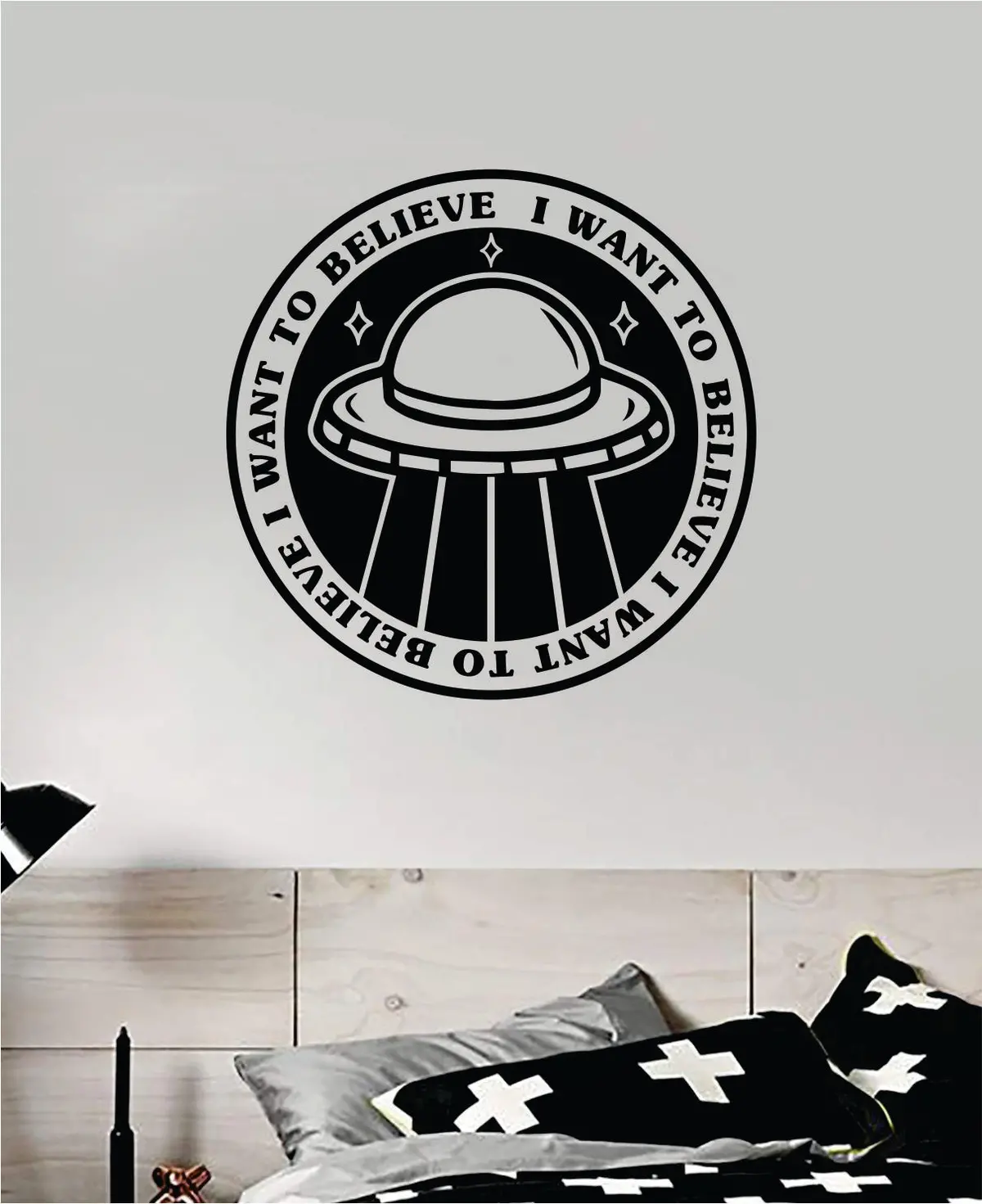 Ufo I Want To Believe Decal Sticker Wall Vinyl Art Home Decor Space Aliens Funny Teen Kids 1