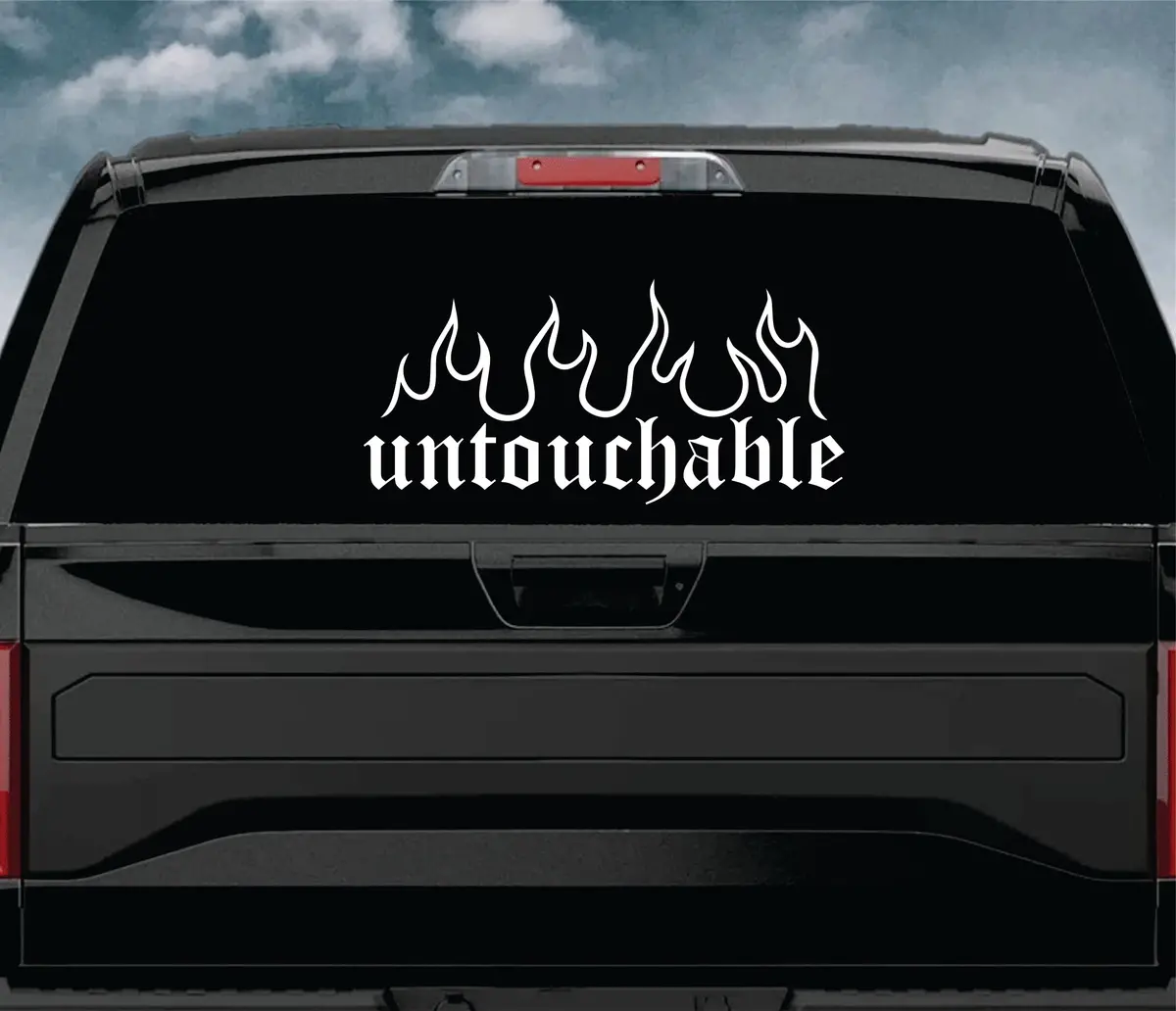 Untouchable Flames Car Decal Truck Window Windshield Banner Jdm Sticker Vinyl Quote Men Meets Club 2