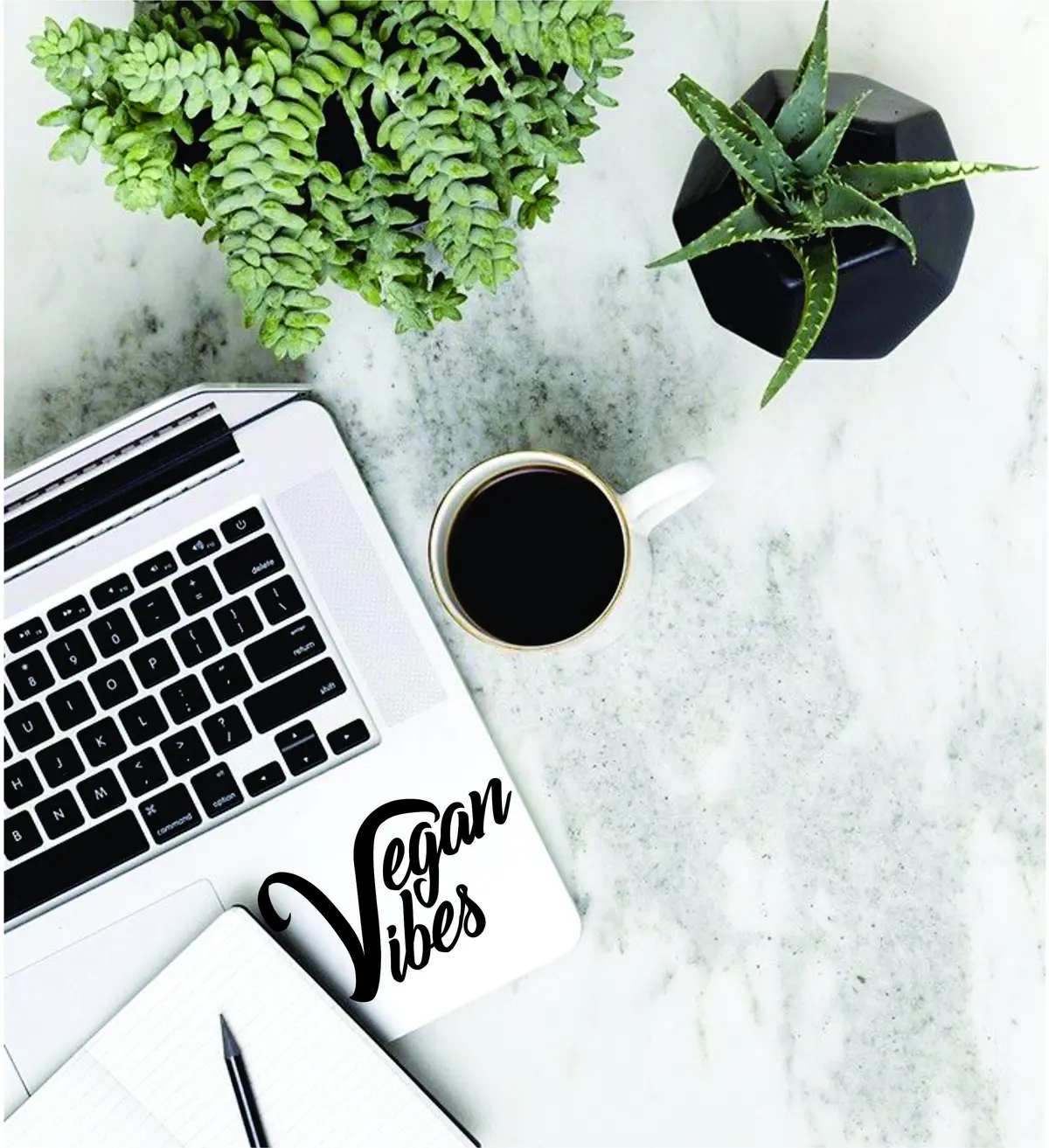 2 Extras Free - Vegan Vibes Laptop Apple Macbook Quote Wall Decal Sticker Art Vinyl Cruelty Free Healthy Plant Organic 1