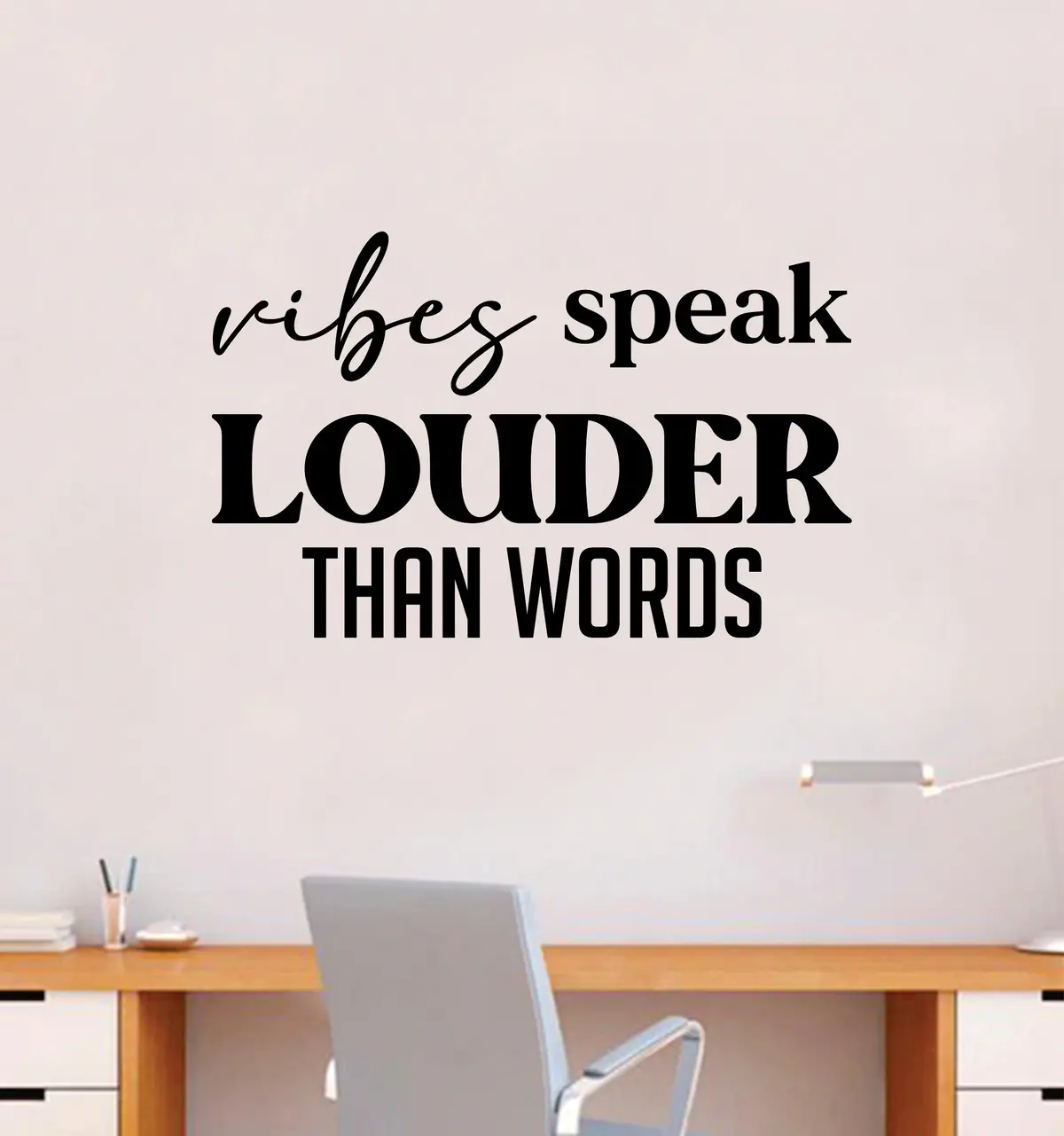 Vibes Speak Louder Than Words Decal Sticker Quote Wall Vinyl Art Wall Bedroom Room Home Decor Inspirational Teen Nursery Girls Positive 1