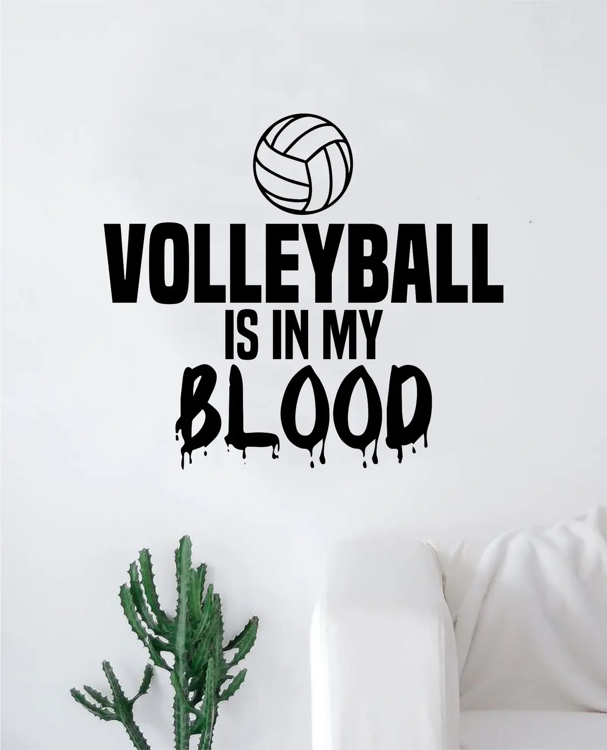 Volleyball Is In My Blood Wall Decal Decor Art Sticker Vinyl Room Bedroom Home Teen Inspirational Sports Beach Net Ball 1