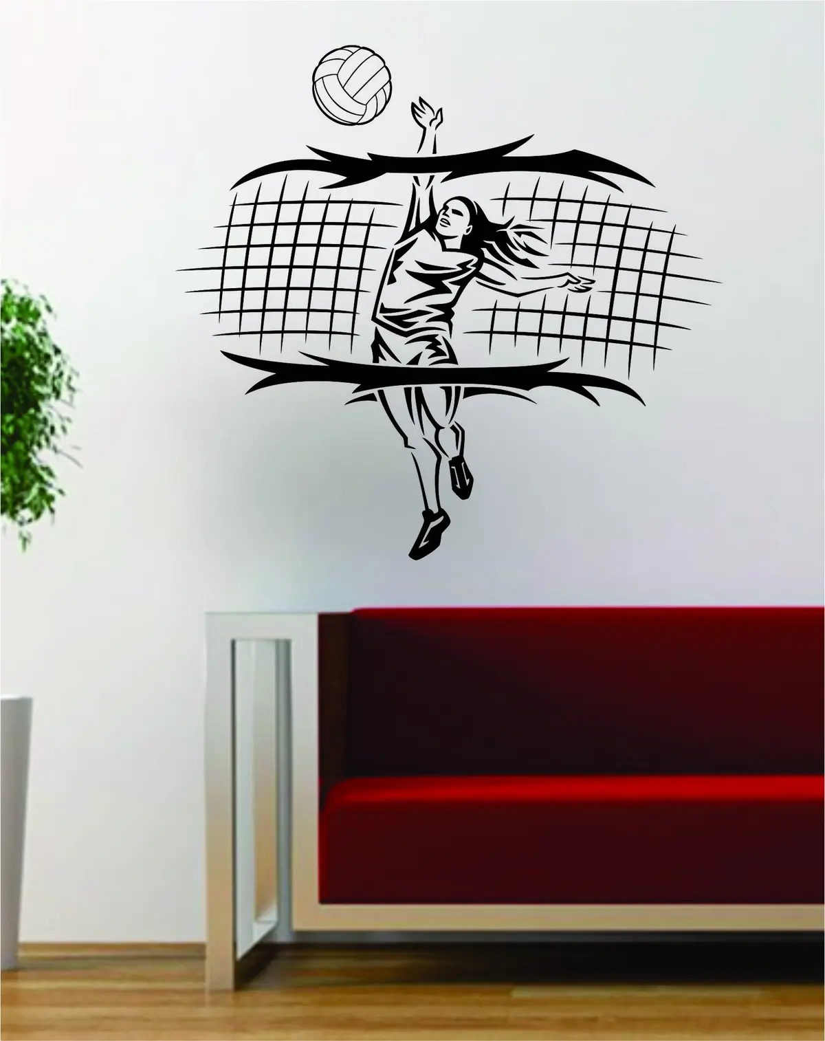Volleyball Player And Net Sports Design Decal Sticker Wall Vinyl Art Decor Home 1