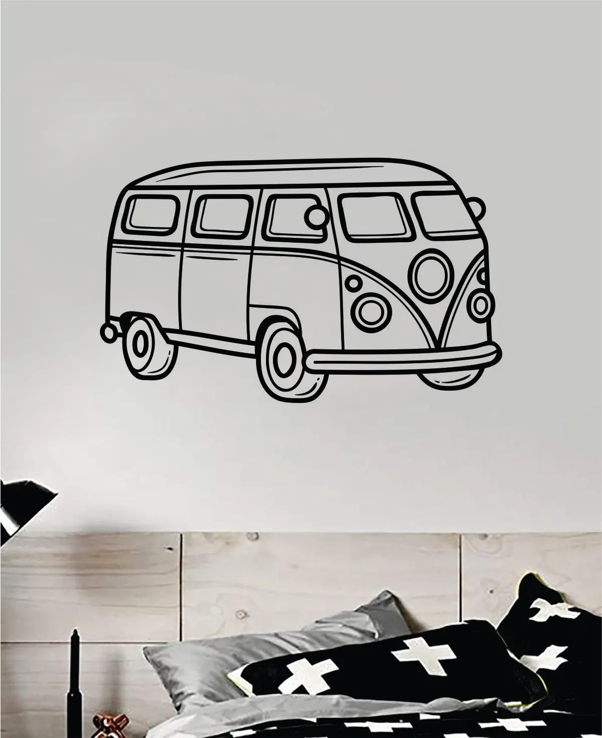 Vw Mini Bus V3 Wall Decal Home Decor Vinyl Sticker Art Bedroom Room Teen Kids Baby Girls Surf Car Volkswagen Hippie Travel 1