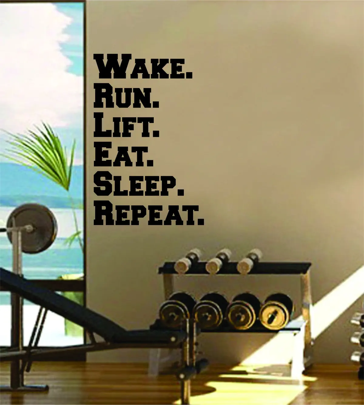 Wake Run Lift Eat Sleep Repeat Gym Fitness Quote Weights Health Design Decal Sticker Wall Vinyl Art Decor Home 1