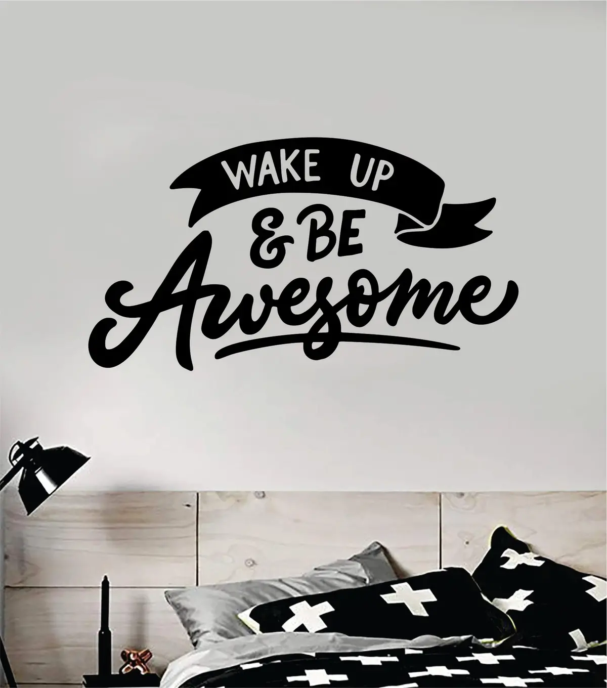Wake Up And Be Awesome Quote Wall Decal Sticker Room Art Vinyl Home Decor Room Bedroom Inspirational Baby Kids Teen Nursery School 1
