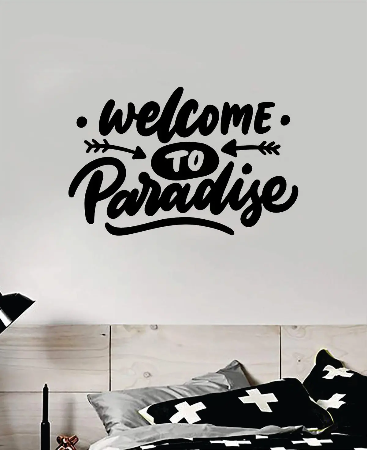 Welcome To Paradise Wall Decal Quote Home Room Decor Art Vinyl Sticker Inspirational Good Vibes Teen Baby School Man Cave Apartment 1