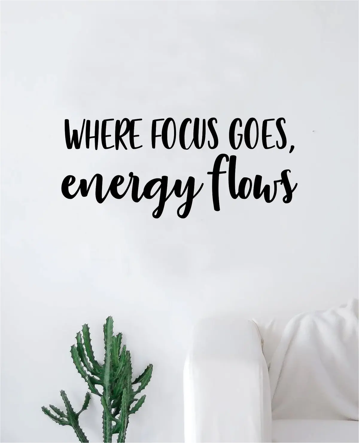 Where Focus Goes Energy Flows Quote Wall Decal Sticker Bedroom Room Art Vinyl Inspirational Motivational Yoga Meditate 1