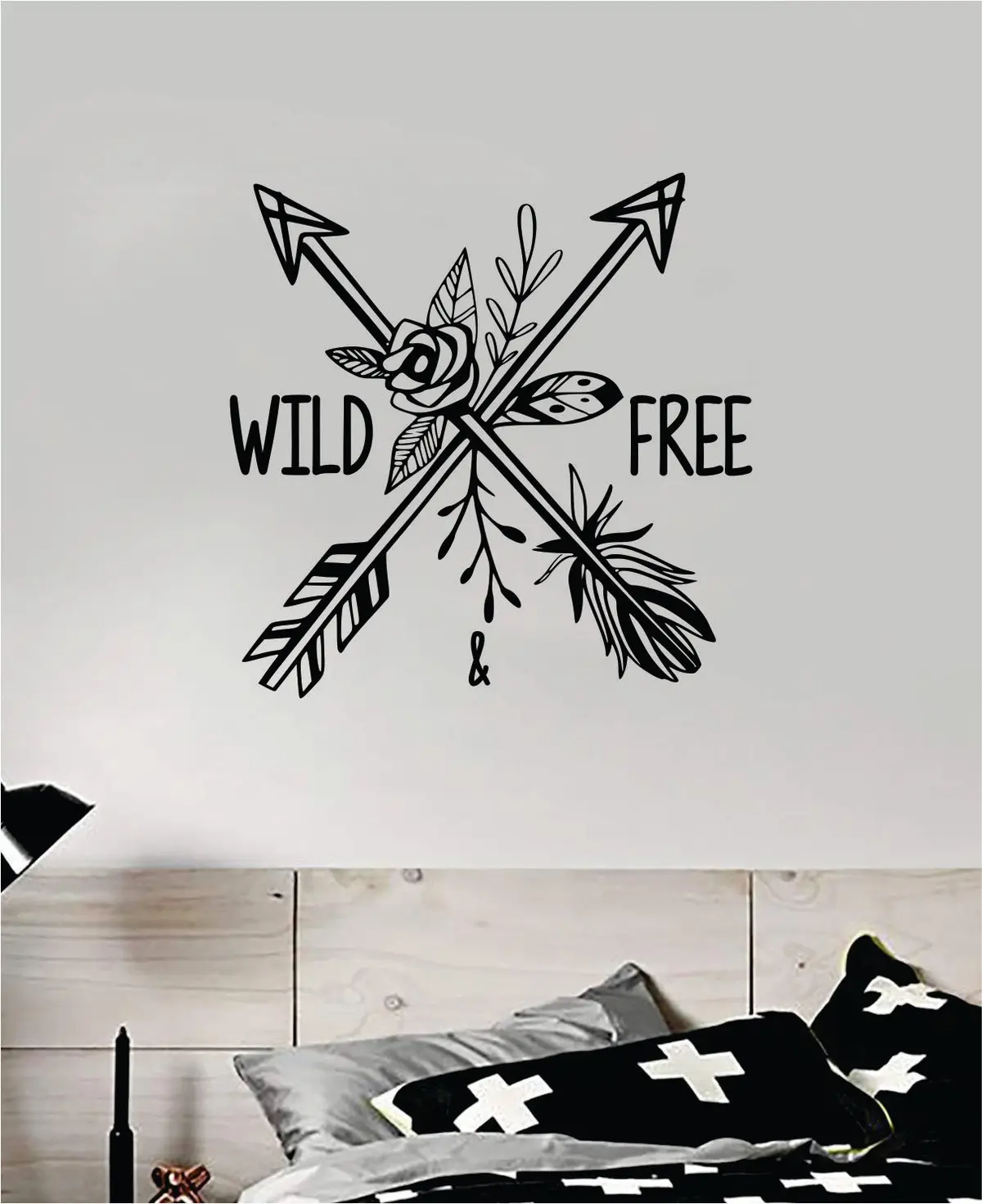 Wild And Free Arrows Rose Wall Decal Home Decor Art Sticker Vinyl Bedroom Boy Girl Teen Travel Wanderlust Adventure School Nursery Tattoo Flower 1