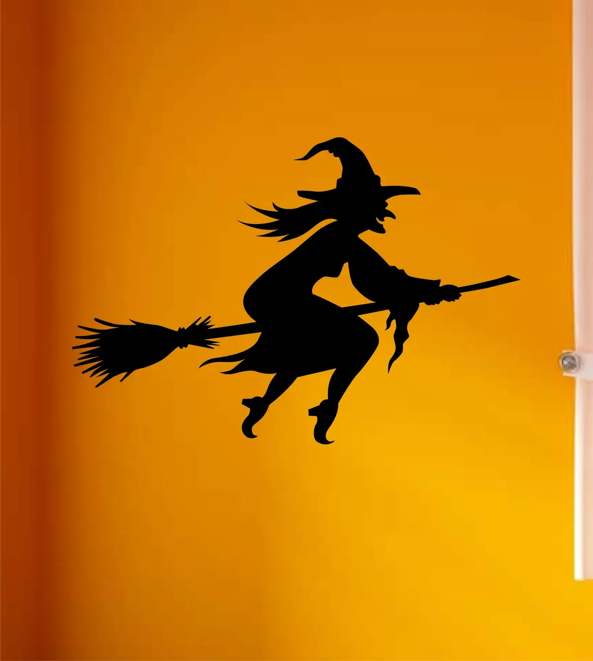 Witch Flying Broom Wall Decal Home Decor Vinyl Art Sticker Holiday October Halloween Trick Or Treat Pumpkin Ghost Scary Skull Kids Boy Girl Family 1