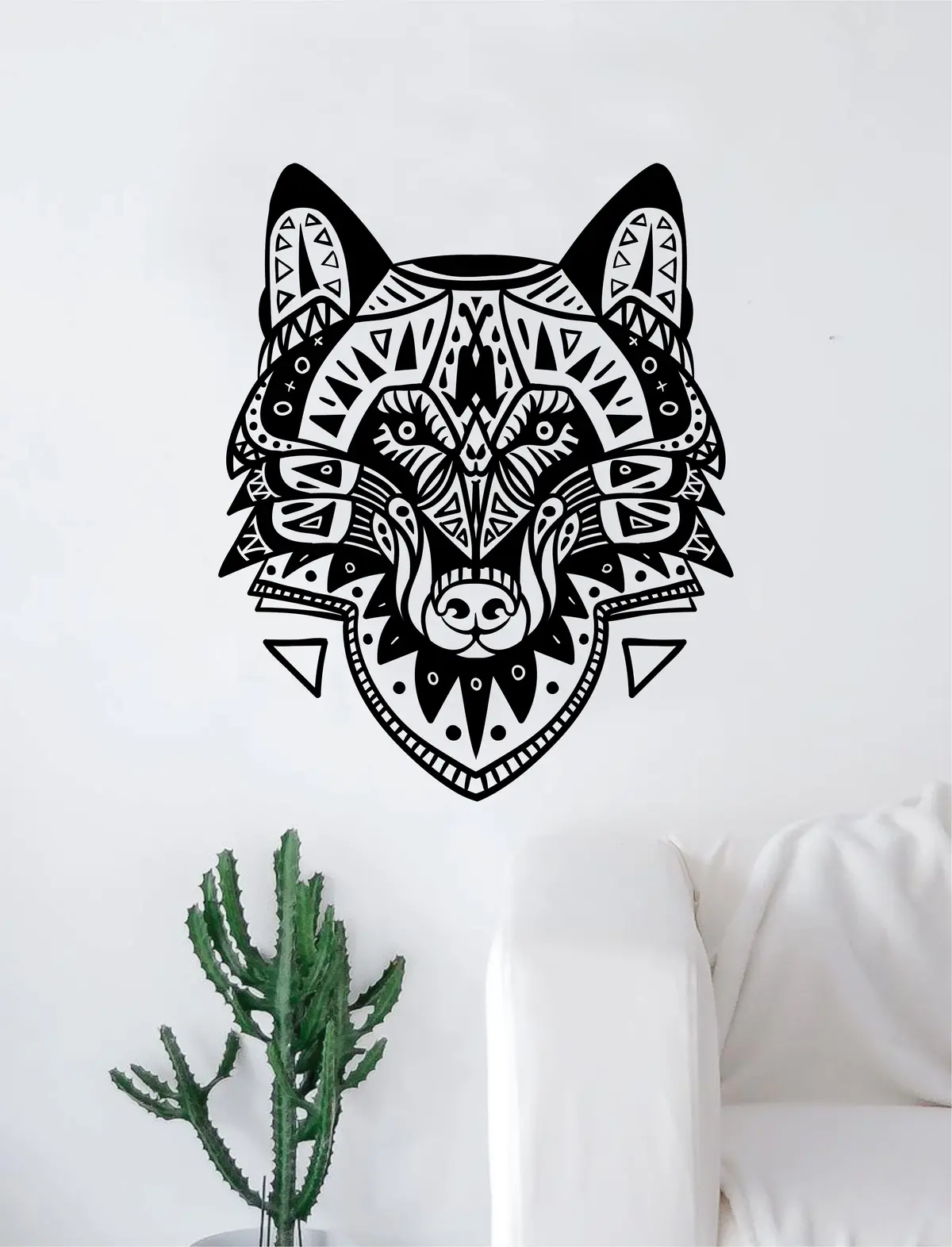 Wolf Face Boho Decal Sticker Wall Vinyl Art Home Decor Teen Beautiful Animals 1