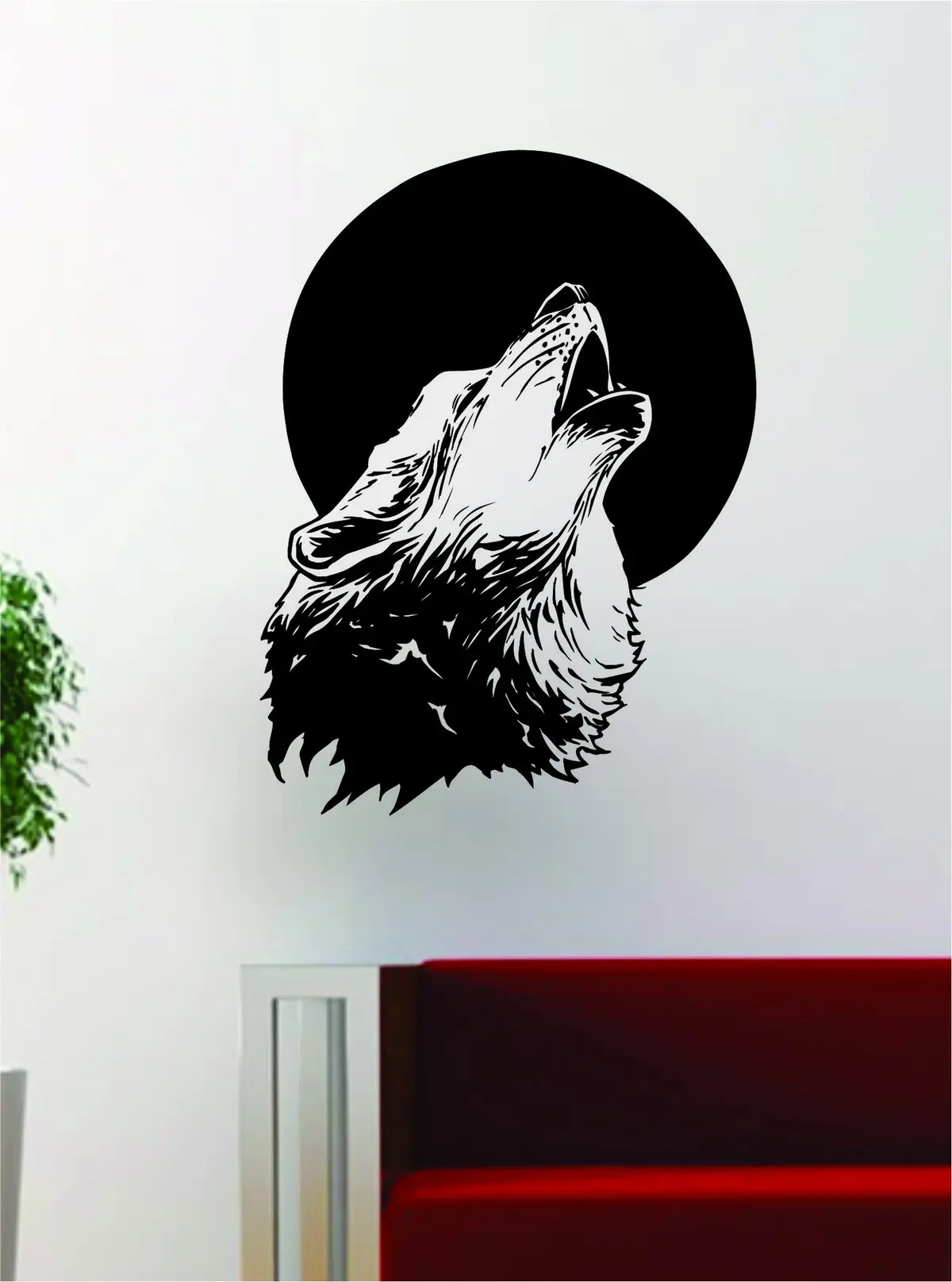 Wolf Howling Moon Design Decal Sticker Wall Vinyl Art Home Room Decor 1