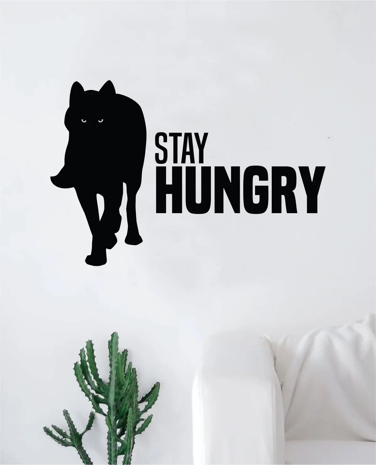 Stay Hungry Wolf Quote Fitness Health Decal Sticker Wall Vinyl Art Wall Bedroom Room Decor Decoration Motivation Inspirational Gym Beast Animals 1
