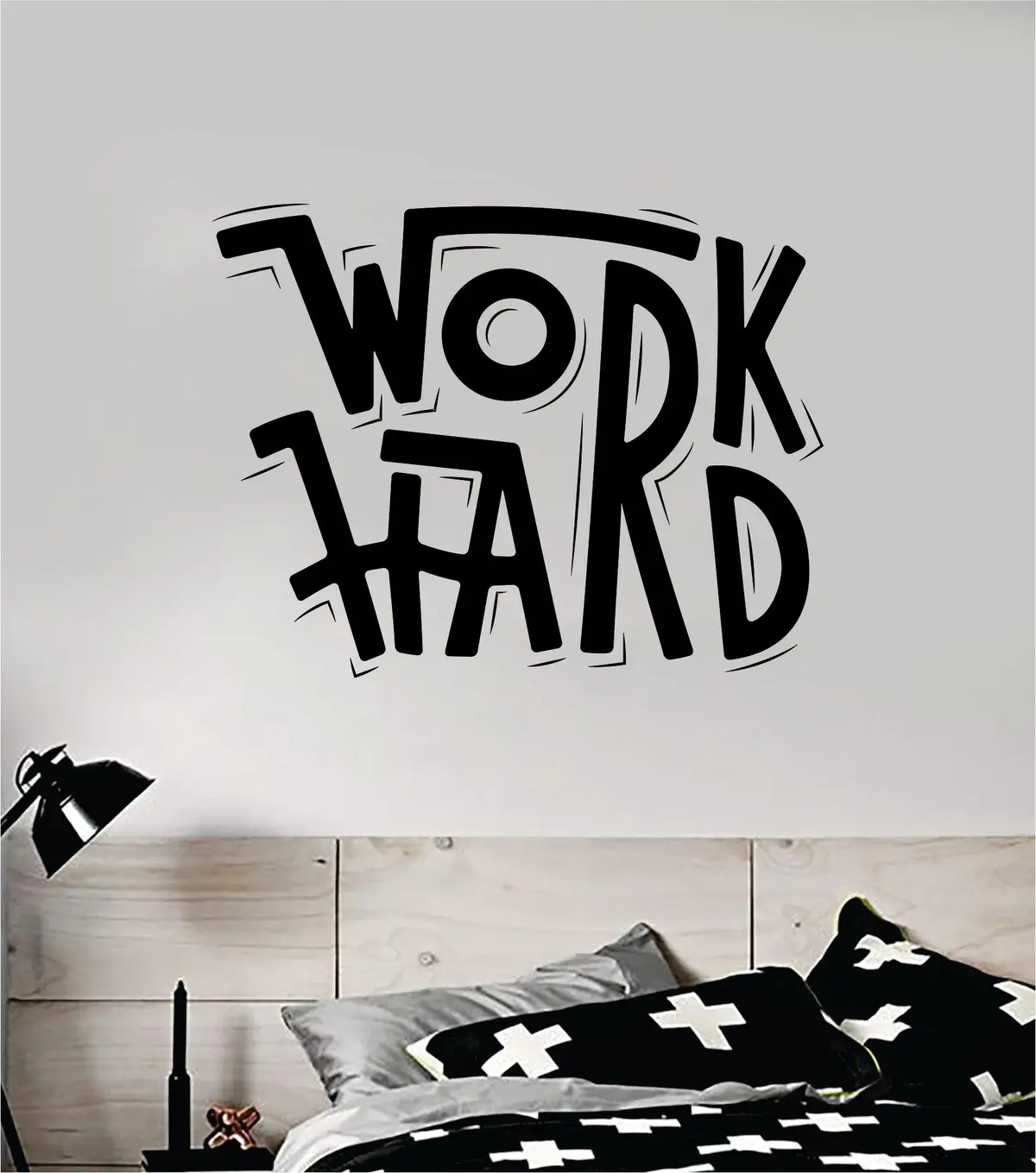 Work Hard Wall Decal Sticker Vinyl Art Bedroom Room Home Decor Inspirational Motivational Teen Baby Nursery School Gym 1