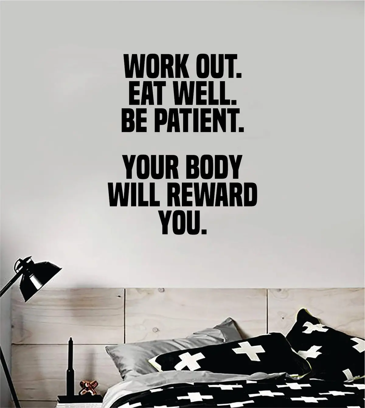 Work Out Eat Well Be Patient Quote Wall Decal Sticker Bedroom Home Room Art Vinyl Inspirational Motivational Teen Decor Kids School Gym Fitness Health 1