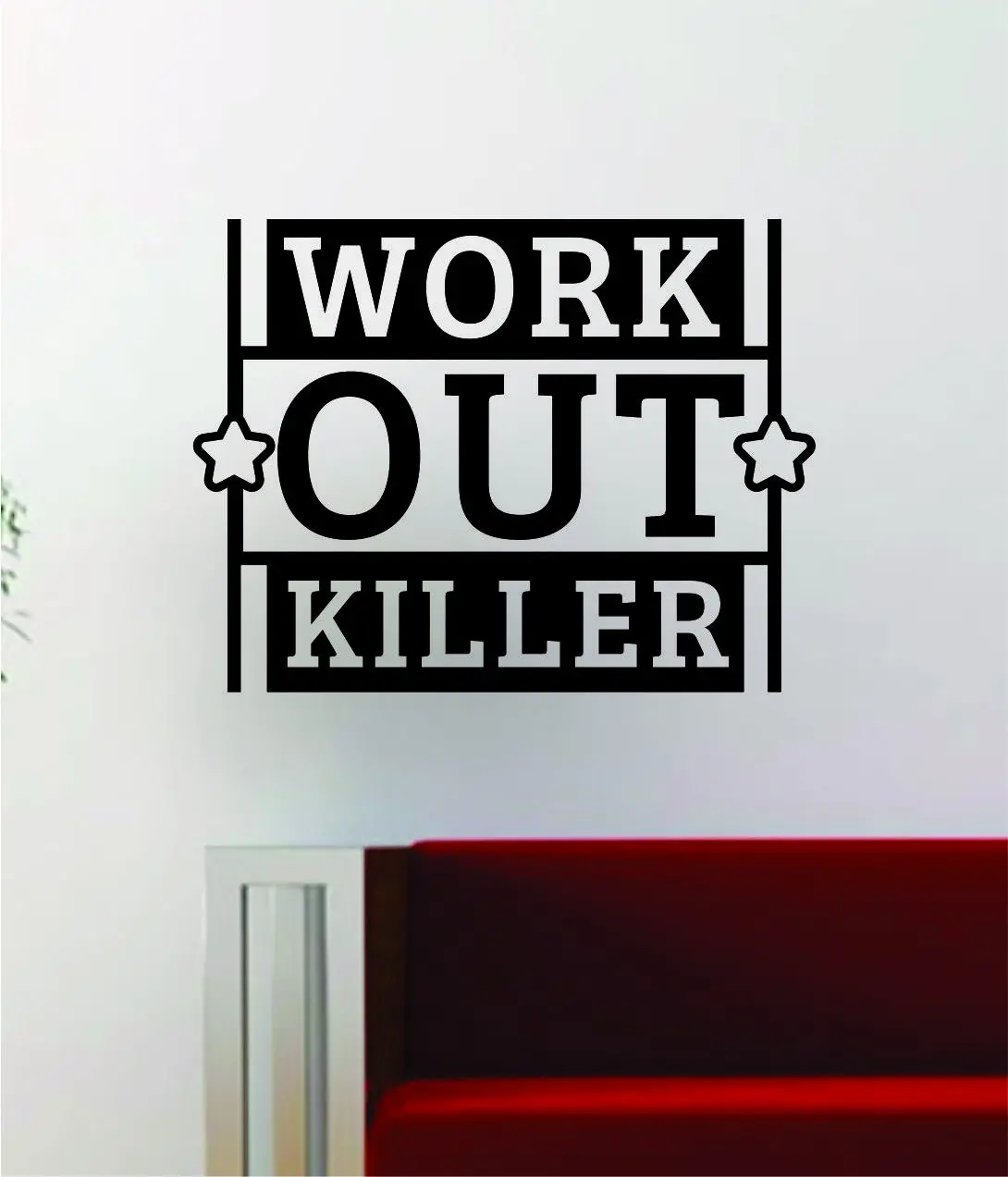 Work Out K Fitness Gym Design Quote Decal Sticker Wall Vinyl Art Words Decor Weight Dumbbell Inspirational 1