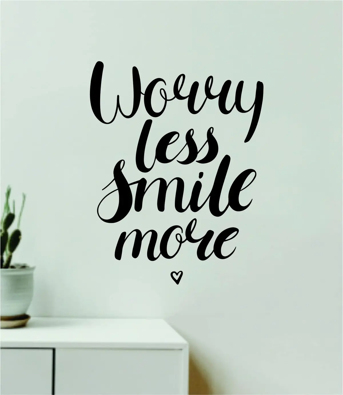 Worry Less Smile More Quote Wall Decal Sticker Vinyl Art Decor Bedroom Room Boy Girl Teen Inspirational Motivational School Nursery Good Vibes 1