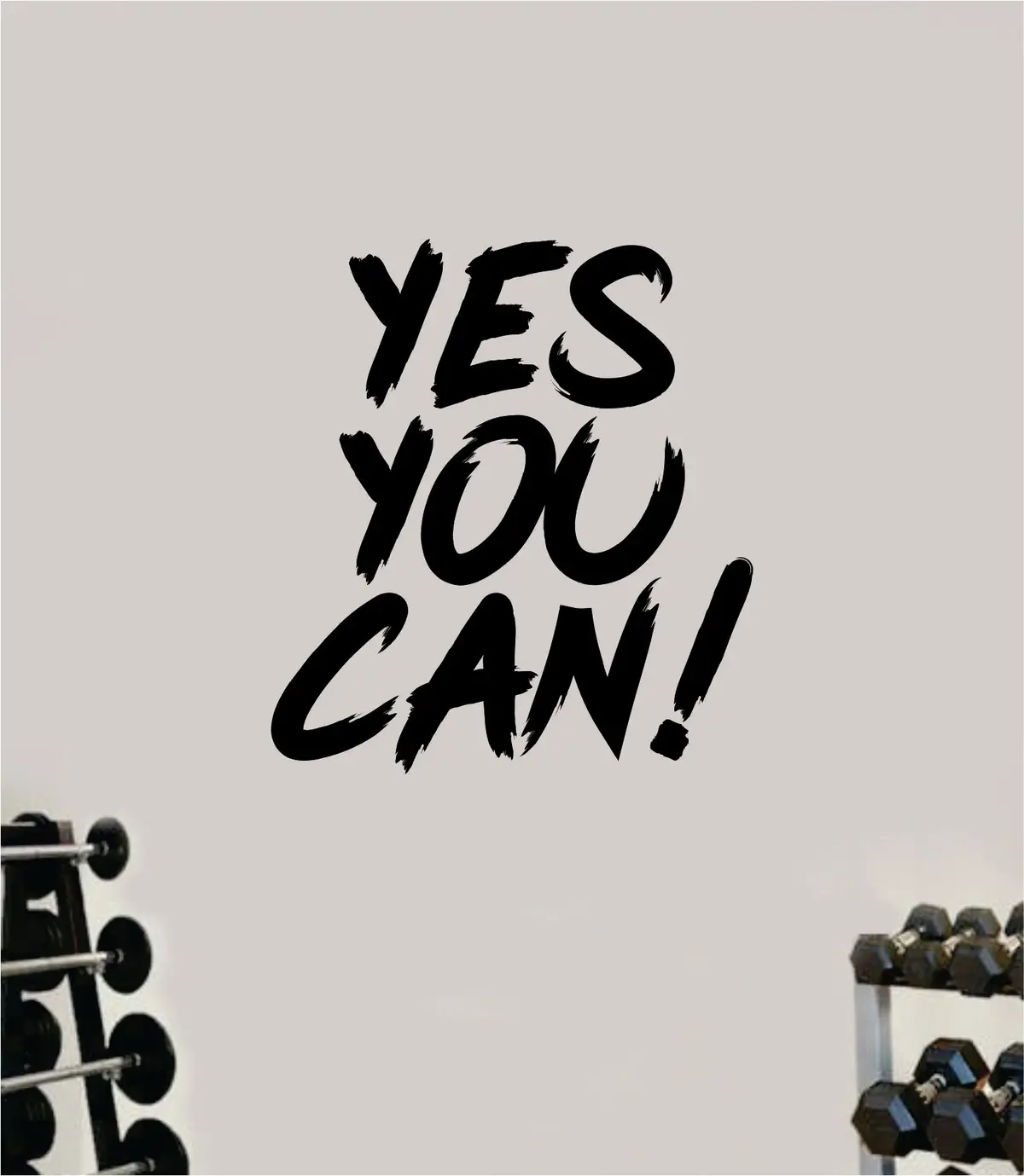 Yes You Can Gym Fitness Wall Decal Home Decor Bedroom Room Vinyl Sticker Teen Art Quote Beast Lift Train Inspirational Motivational Health Girls Exercise 1
