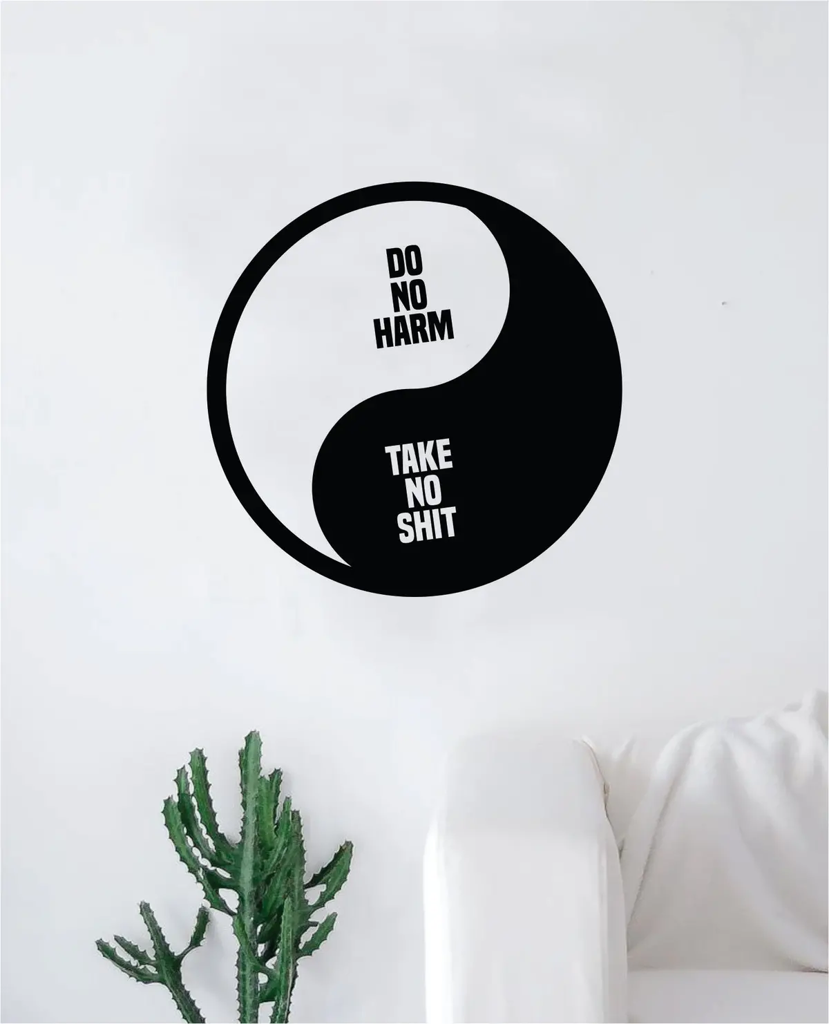 Yin Yang Do No Harm Quote Decal Sticker Wall Vinyl Art Decor Bedroom Living Room Namaste Om Meditate Zen Buddha Good Vibes Teen 1