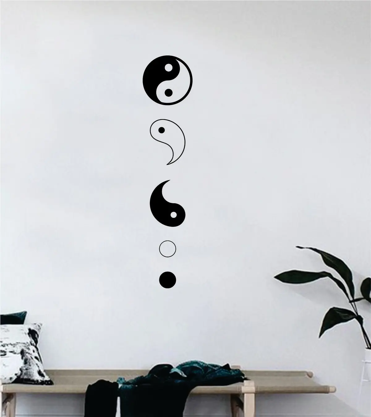 Yin Yang Pieces Quote Decal Sticker Wall Vinyl Art Decor Bedroom Living Room Namaste Om Meditate Zen Buddha Good Vibes Teen Balance 1