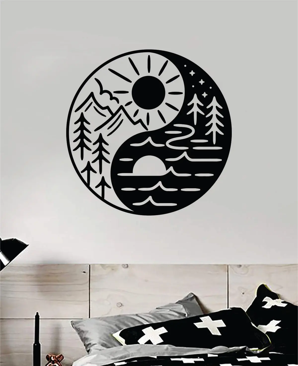 Yin Yang Adventure Wall Decal Home Decor Vinyl Sticker Art Bedroom Room Teen Baby Girls Yoga Mountains Travel 1