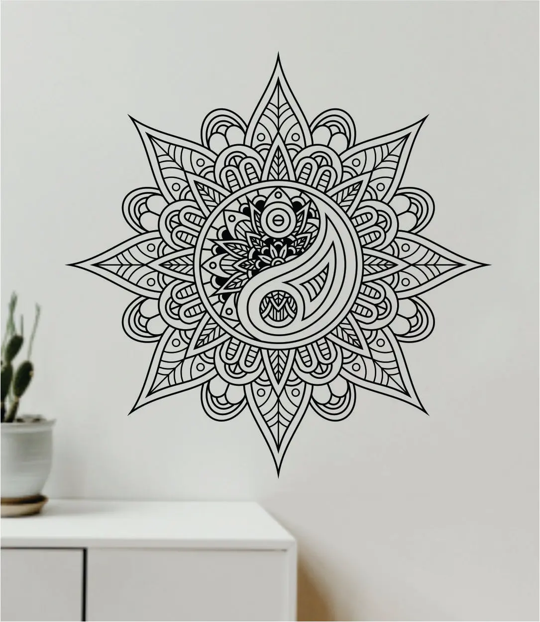 Yin Yang Mandala V4 Wall Decal Sticker Home Decor Vinyl Art Bedroom Teen Inspirational Kids Teen Yoga Namaste Meditate Buddha Energy 1