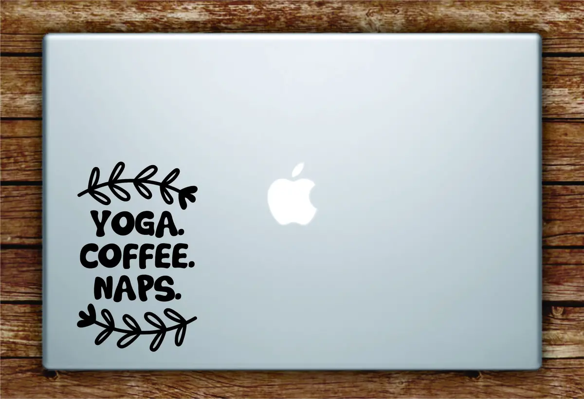 Yoga Coffee Naps Laptop Apple Macbook Quote Wall Decal Sticker Art Vinyl Beautiful Zen Meditate Namaste Mandala Funny Buddha 1