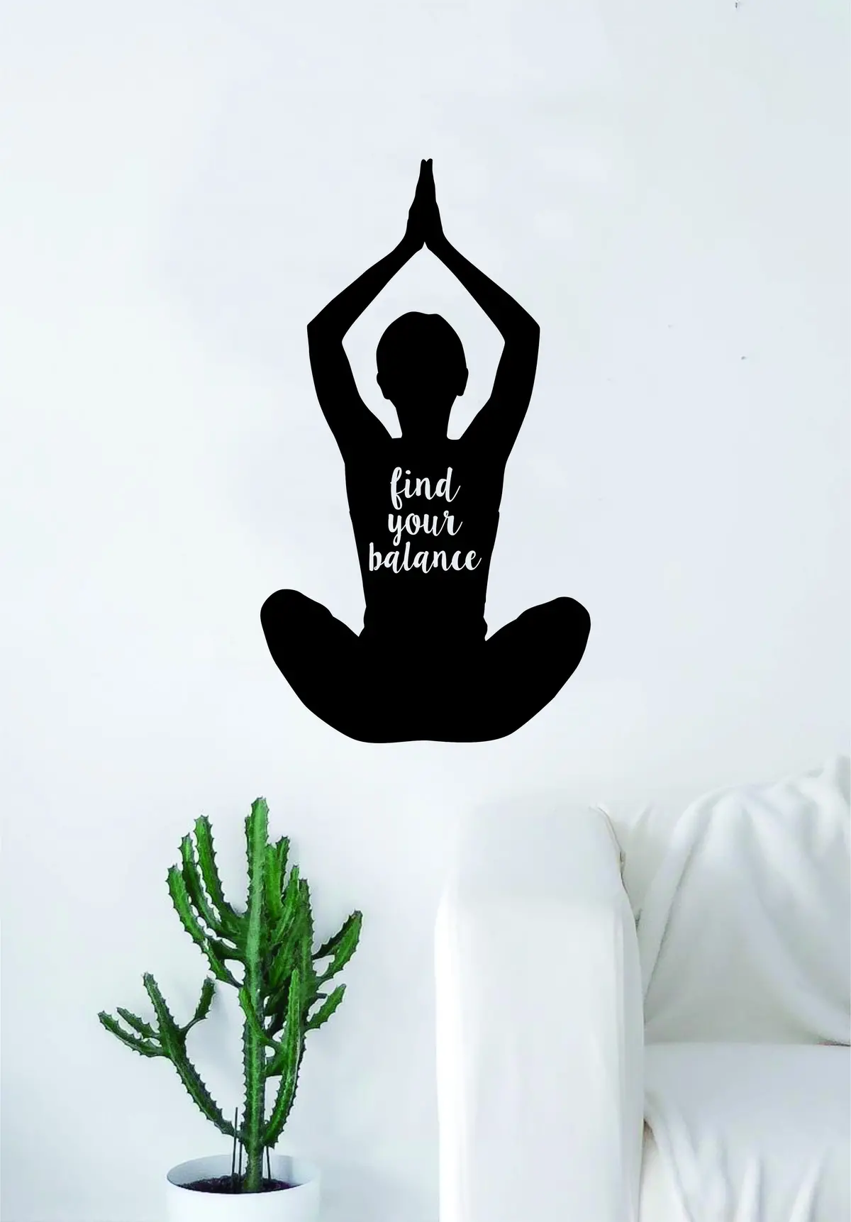 Yoga Find Your Balance Quote Wall Decal Sticker Room Art Vinyl Meditation Meditate Namaste Lotus Flower Mandala 1