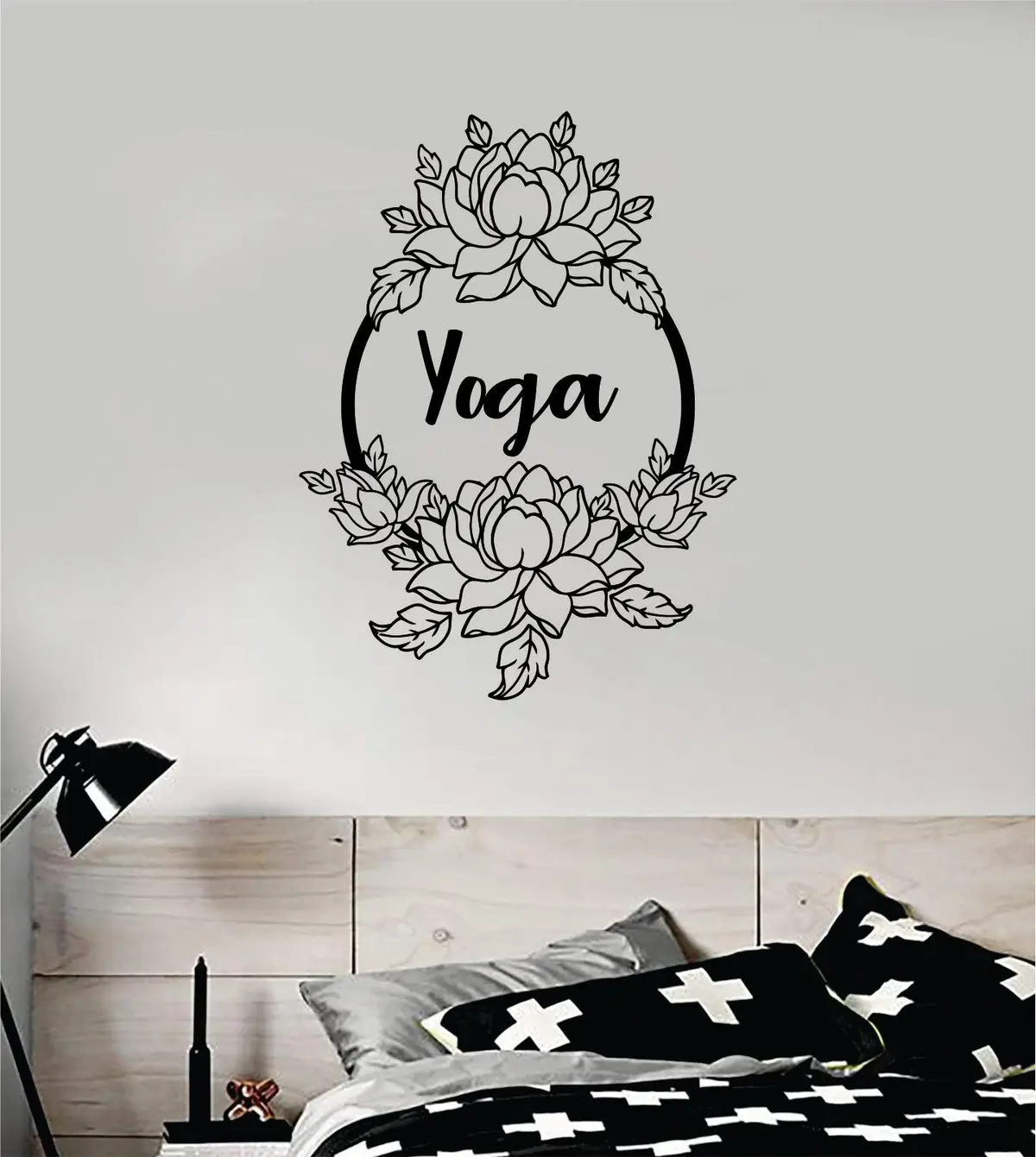 Yoga Lotus Flowers V2 Quote Wall Decal Sticker Vinyl Art Decor Bedroom Namaste Yoga Om Meditate Zen Buddha Teen Kids Baby 1