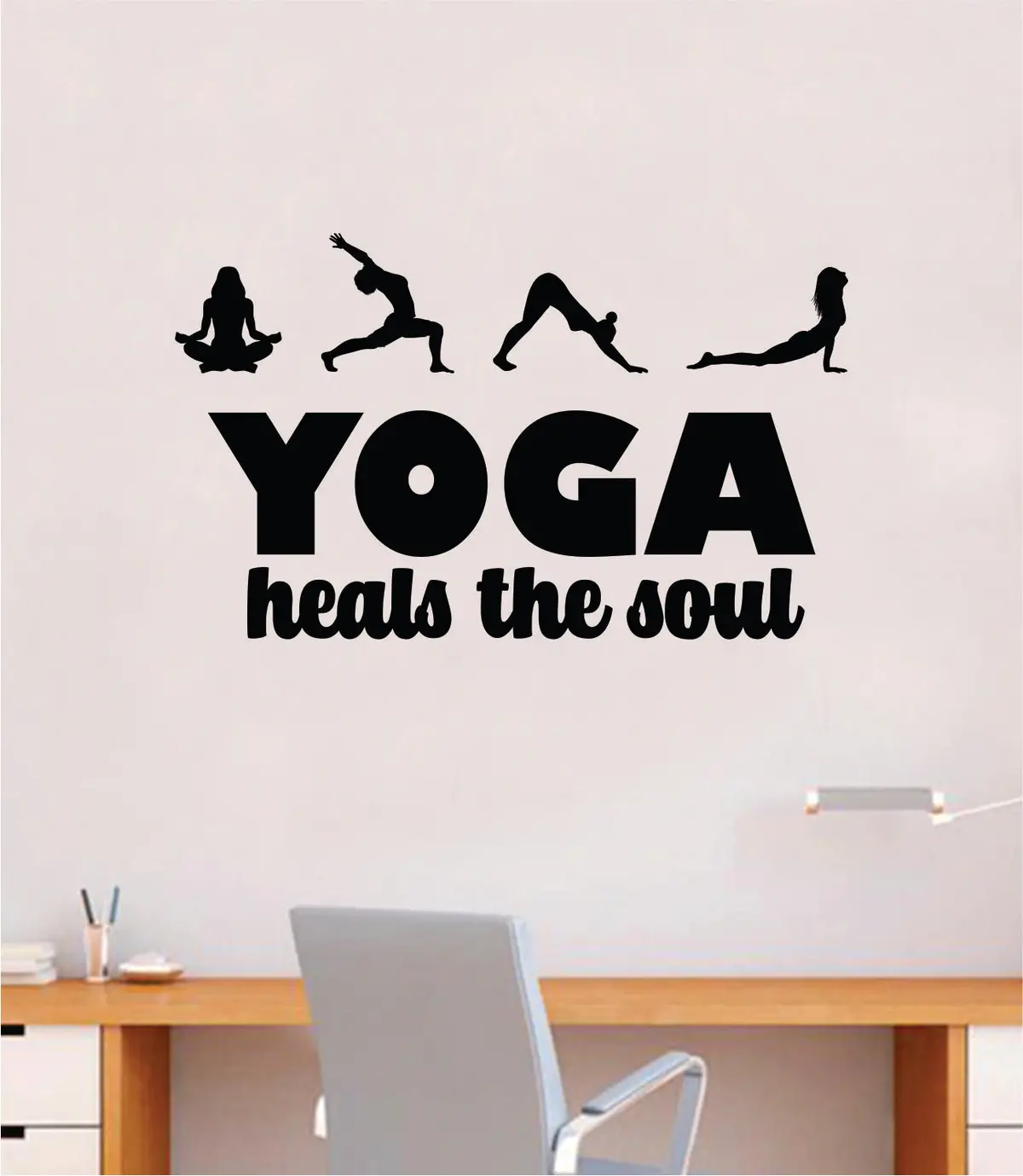 Yoga Heals The Soul Quote Wall Decal Sticker Vinyl Art Decor Bedroom Namaste Mandala Om Meditate Zen Lotus Inspirational 1