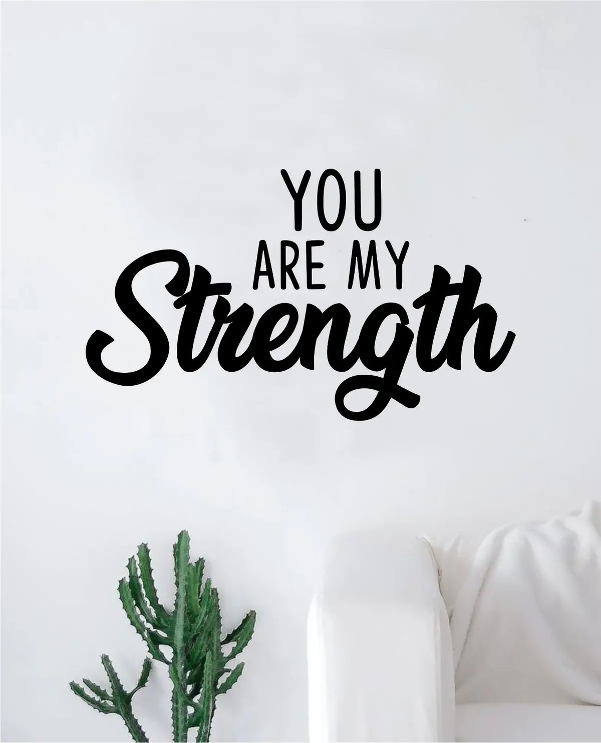 You Are My Strength Quote Wall Decal Sticker Bedroom Home Room Art Vinyl Inspirational Motivational Teen Decor Religious Bible Verse Blessed Spiritual God 1