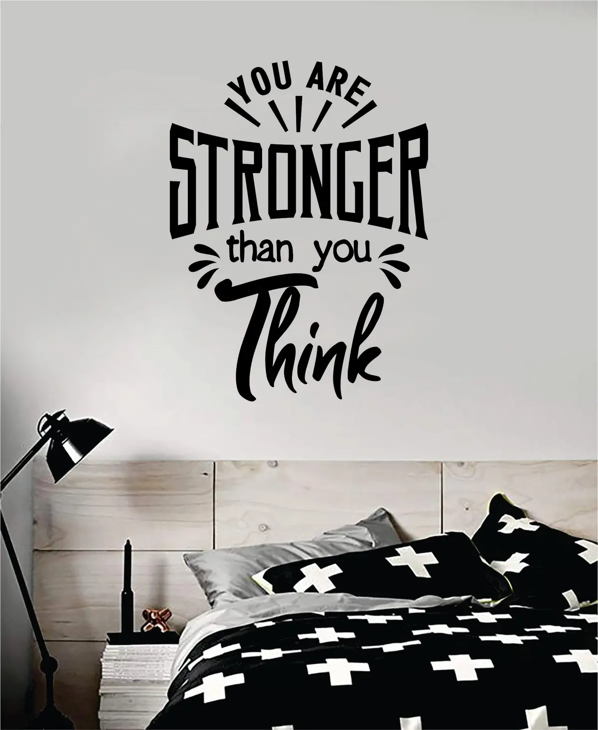 You Are Stronger Than You Think Quote Wall Decal Sticker Bedroom Room Art Vinyl Inspirational Motivational Kids Teen Baby Nursery Playroom School Gym Fitness 1