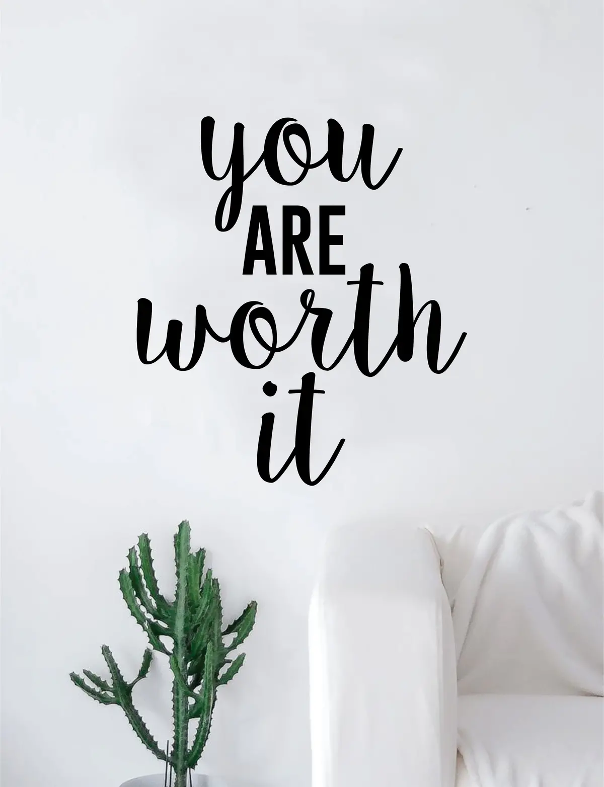 You Are Worth It Quote Wall Decal Sticker Room Art Vinyl Home Decor Living Room Bedroom Inspirational 1