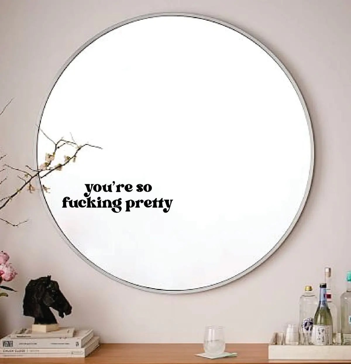 You're So Fcking Pretty Wall Decal Mirror Sticker Vinyl Quote Bedroom Art Girls Women Inspirational Motivational Positive Affirmations Beauty Vanity Lashes Brows Aesthetic 1