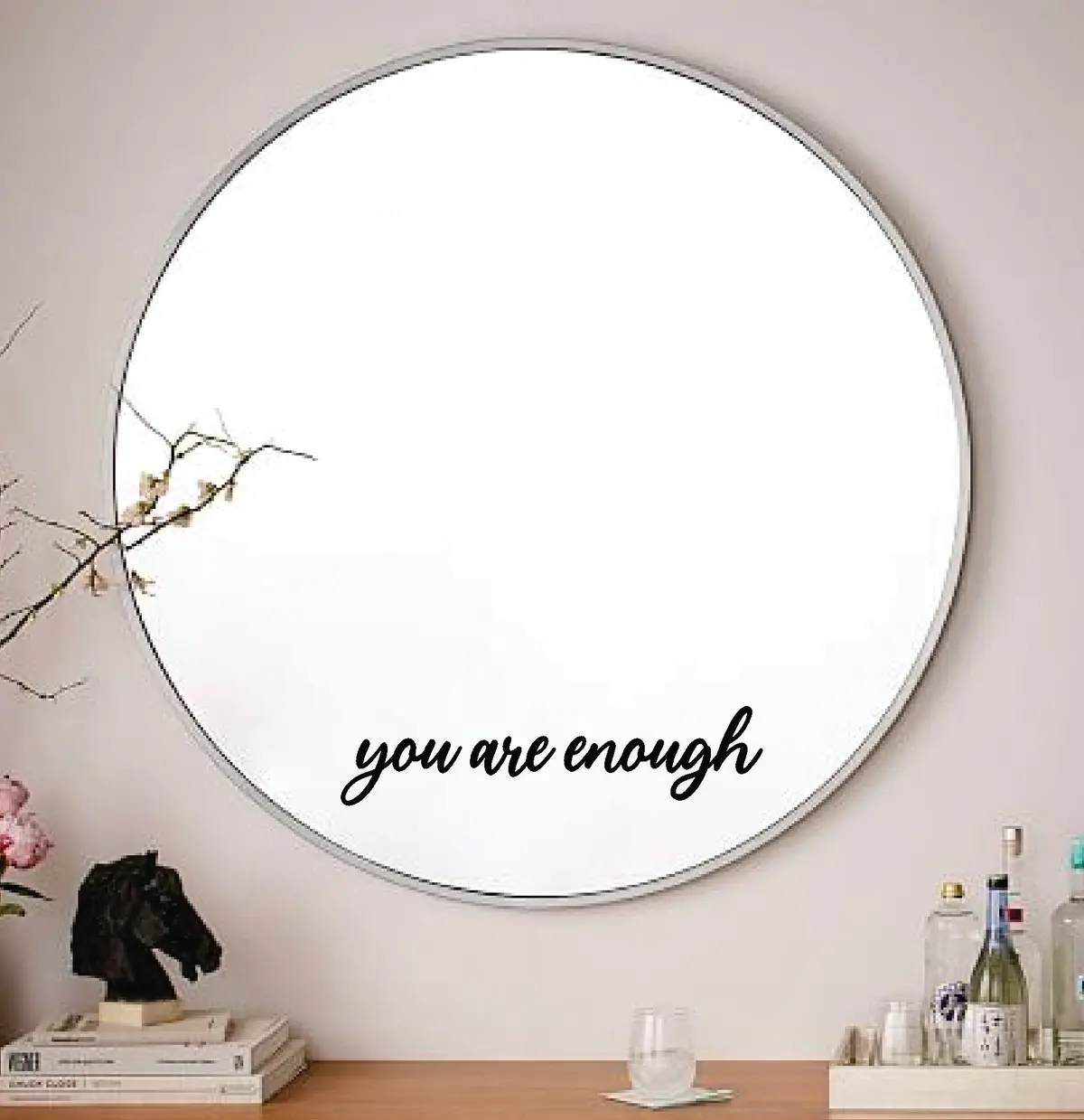 You Are Enough V3 Wall Decal Mirror Sticker Vinyl Quote Bedroom Art Girls Women Inspirational Motivational Positive Affirmations Beauty Vanity Lashes Brows Aesthetic 1