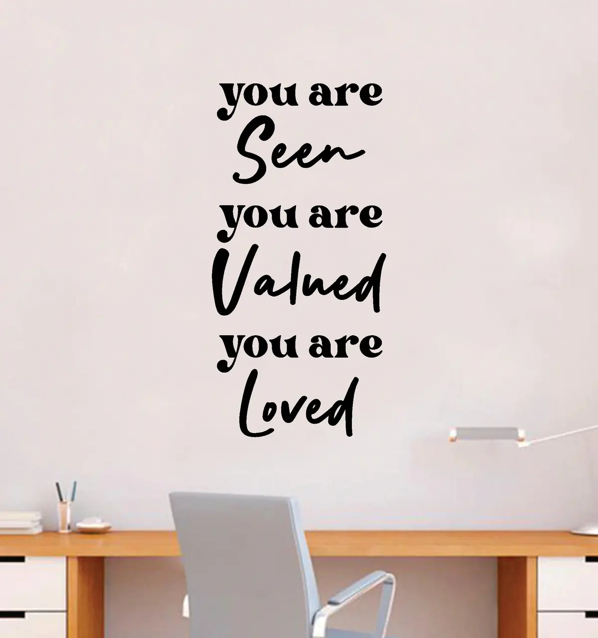 You Are Seen Valued Loved Quote Wall Decal Sticker Bedroom Room Art Vinyl Inspirational Motivational Kids Teen Baby Nursery School Girls Self Love Positive Affirmations Mental Health Aesthetic 1