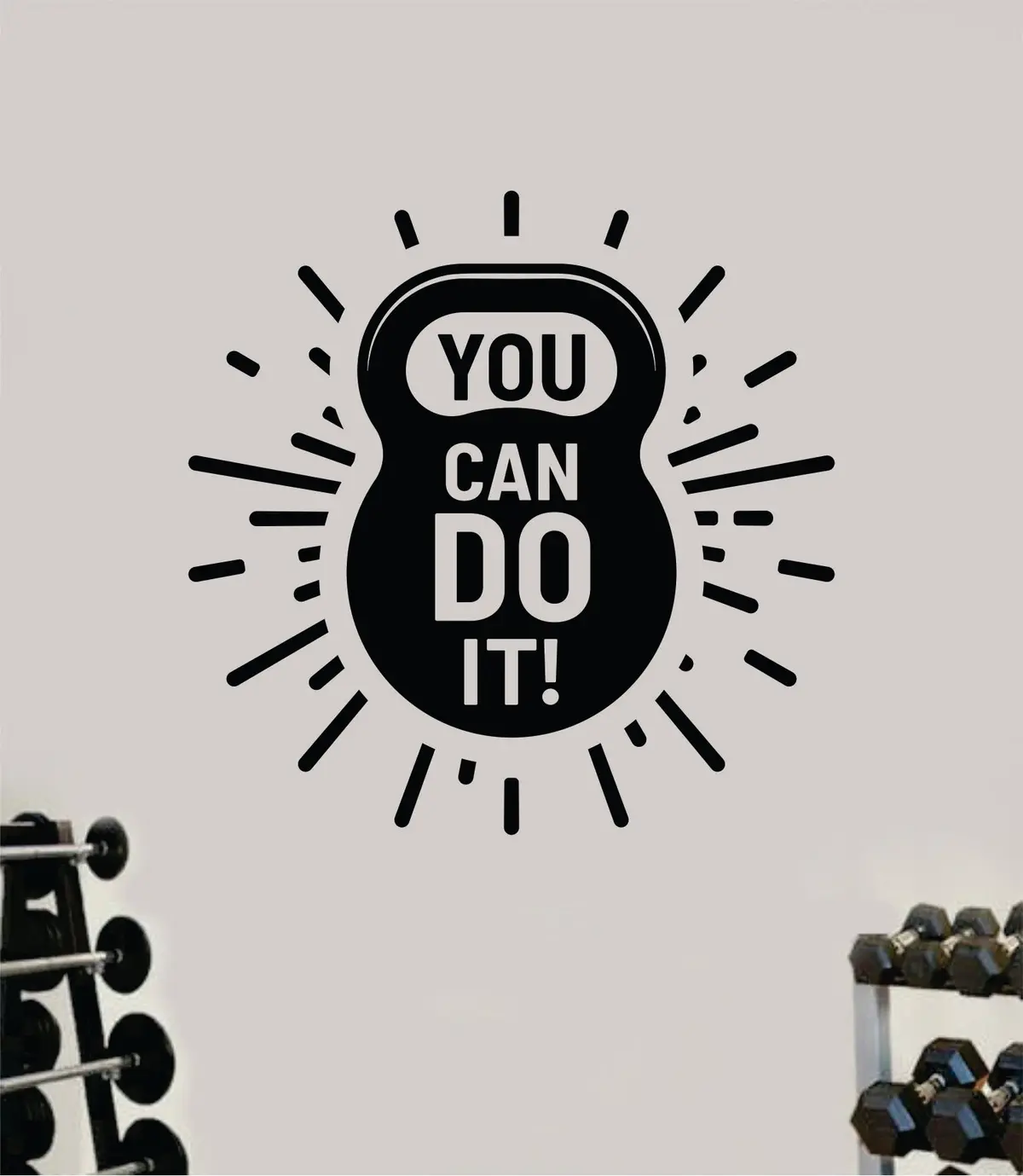 You Can Do It Kettlebell Decal Sticker Wall Vinyl Art Wall Bedroom Room Home Decor Inspirational Motivational Teen Sports Gym Fitness Health Beast 1