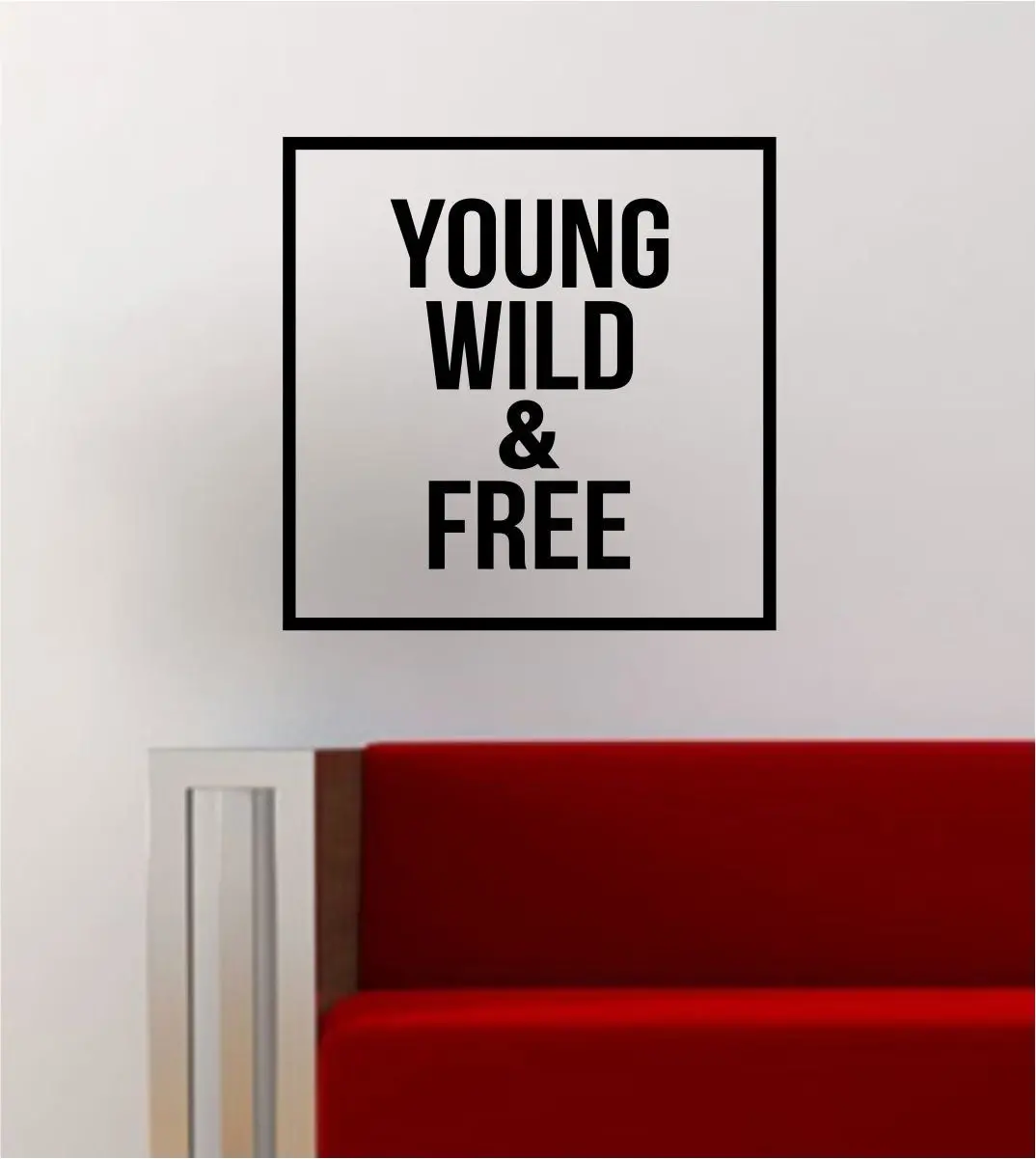 Young Wild And Free Simple Square Design Quote Adventure Travel Wall Decal Sticker Vinyl Art Home Decor Decoration 1