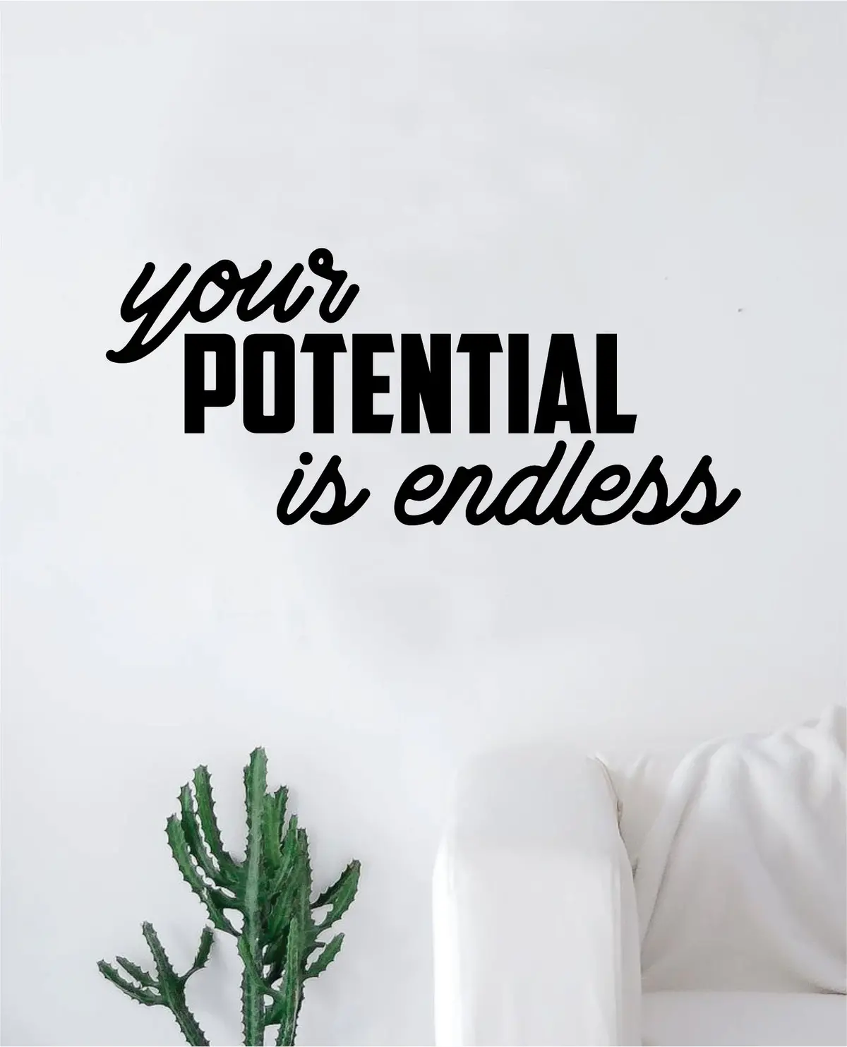 Your Potential Is Endless Quote Decal Sticker Wall Vinyl Art Decor Home Inspirational Teen Classroom Sports Gym Office Motivational 1