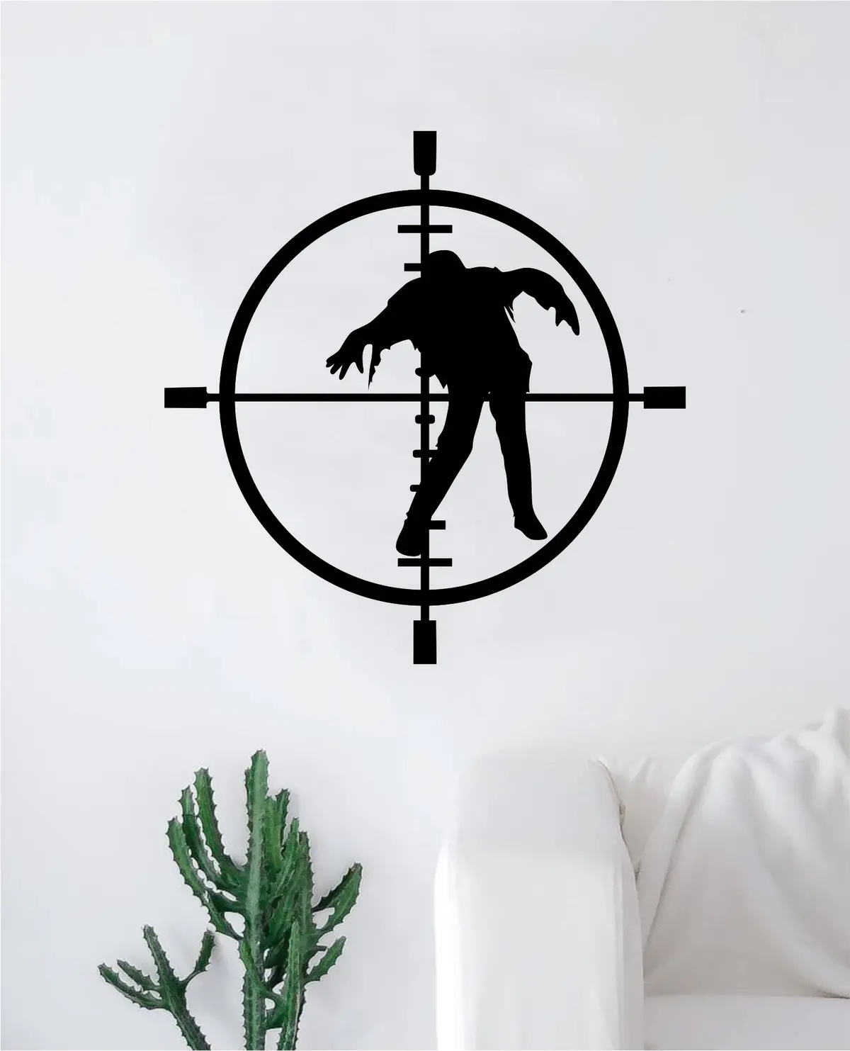 Zombie Hunter Art Wall Decal Sticker Vinyl Room Bedroom Decor Teen Skull Halloween Walking Dead Kids 1
