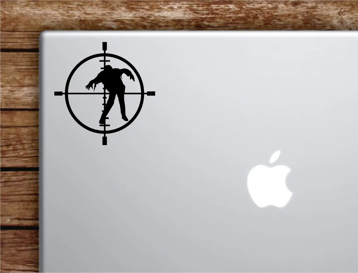 Zombie Hunter Laptop Wall Decal Sticker Vinyl Art Quote Macbook Apple Decor Car Window Truck Kids Baby Teen Inspirational Girls Boys Skull Walking Dead 1