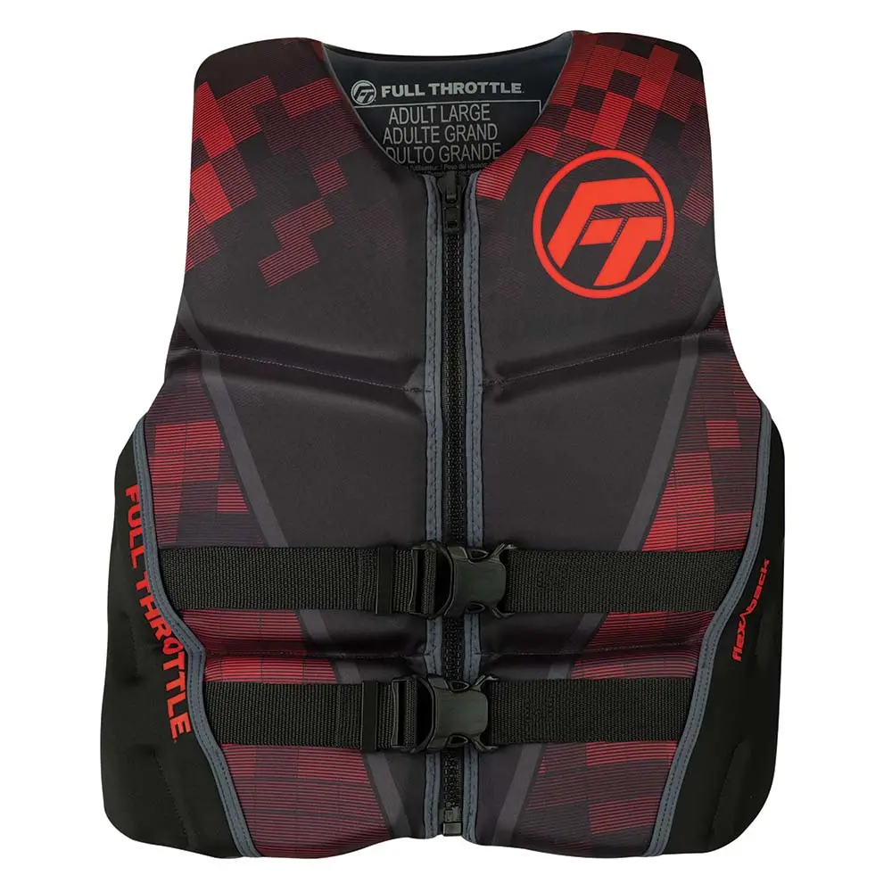 Full Throttle Mens Rapid-Dry Flex-Back Life Jacket - S - Black/Red [142500-100-020-22] 1